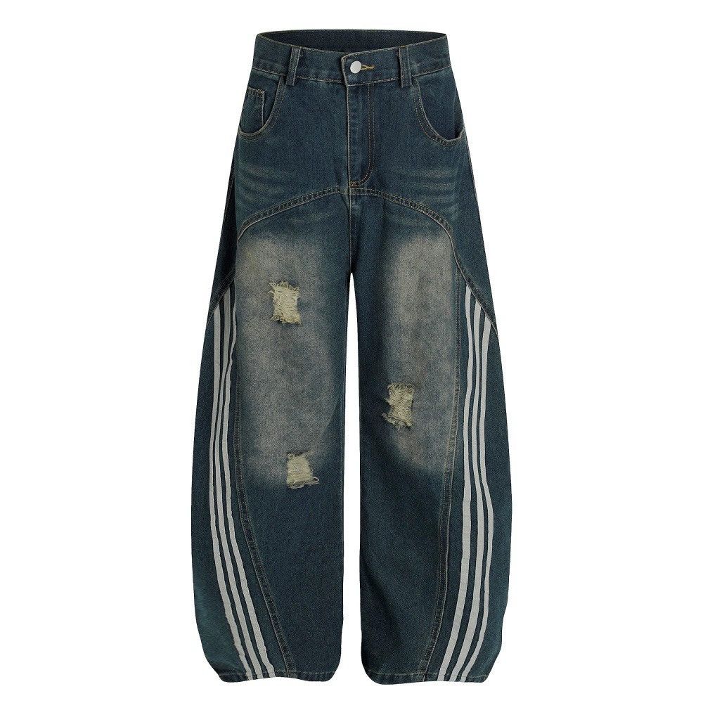 Vintage Men's distressed loose wide-leg ripped scimitar jeans Size US 32 / EU 48 - 1 Thumbnail