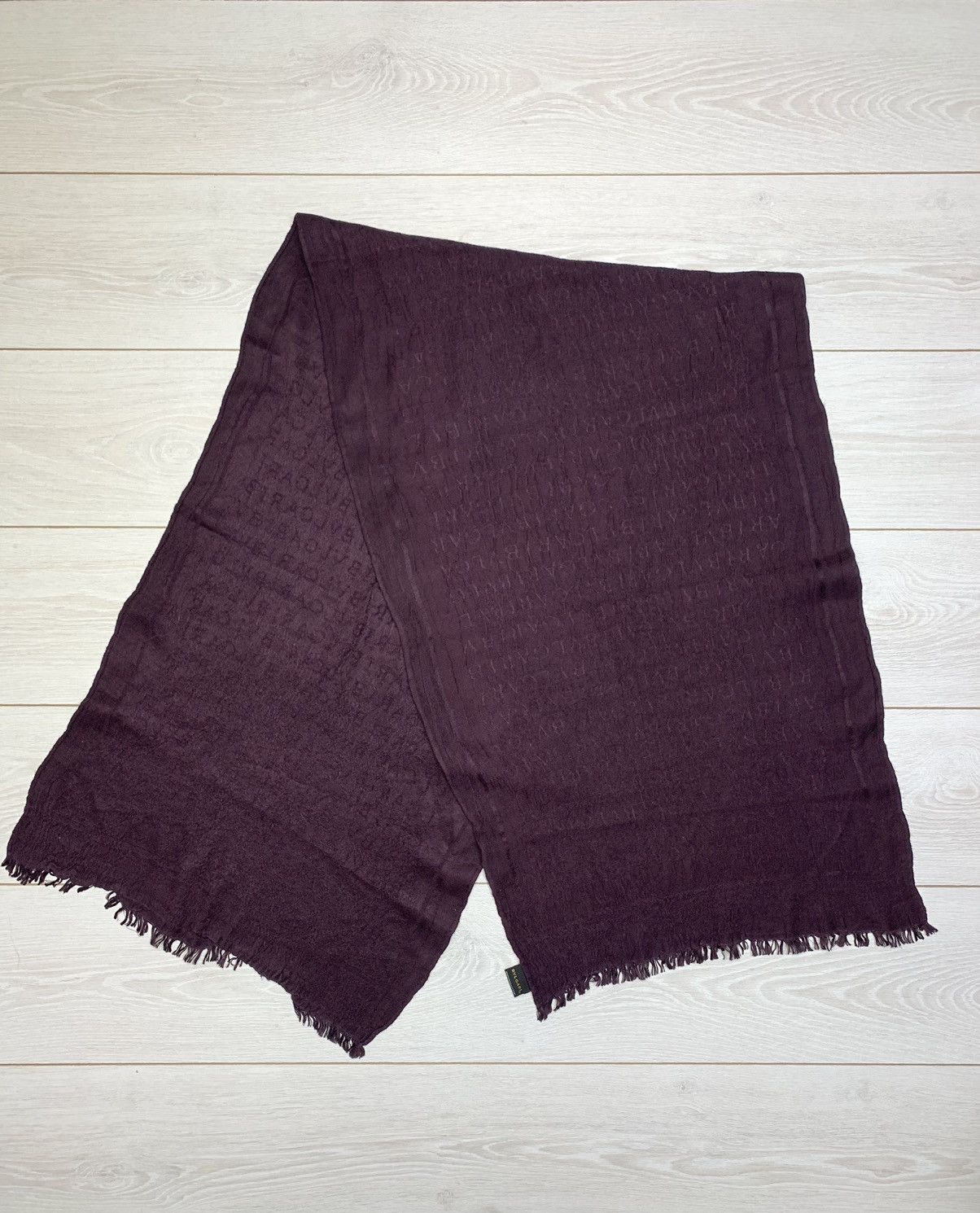 Bvlgari BVLGARI Silk & Wool Monogram Scarf - Deep Plum Size ONE SIZE - 3 Thumbnail