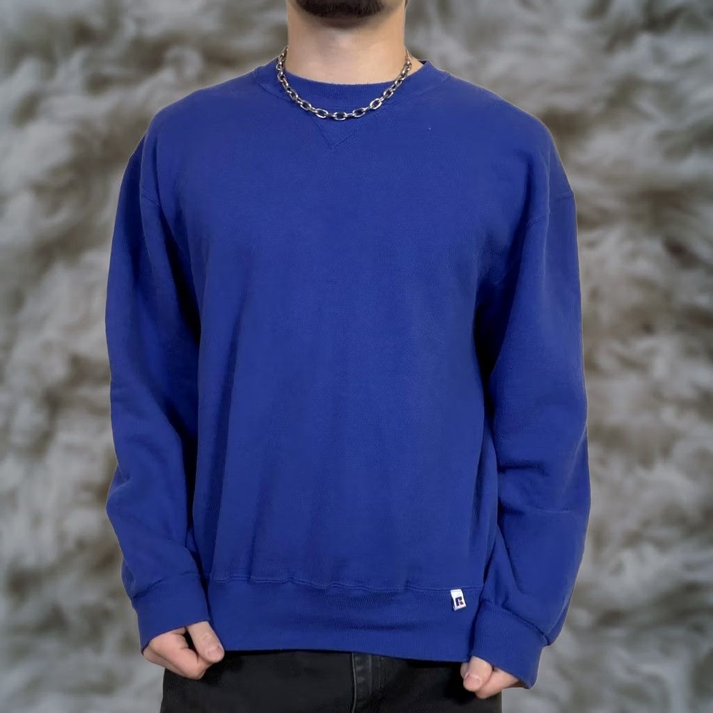 Russell Athletic VINTAGE Russell Athletic Sweatshirt Large Blue Crewneck Fleece Made USA 90s Mens Size US L / EU 52-54 / 3 - 1 Thumbnail
