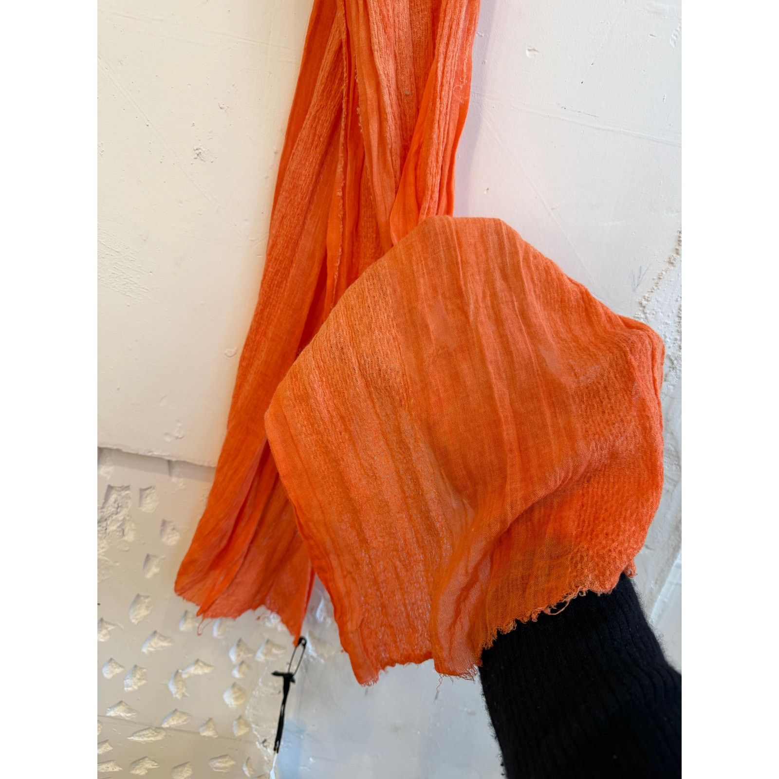 Greg Lauren Greg Lauren SAMPLE Orange Linen Scarf Size ONE SIZE - 2 Thumbnail