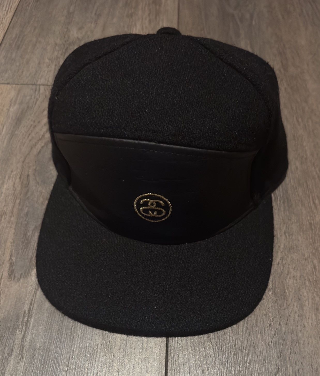 image of Stussy Ss Logo Strapback Cap in Black, Men's