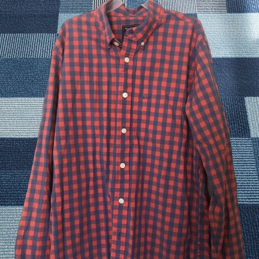 Abercrombie & Fitch Abercrombie & Fitch Shirt Men L Plaid Red Navy Button-Down Long Sleeve Flannel Gown? Size US L / EU 52-54 / 3 - 1 Thumbnail