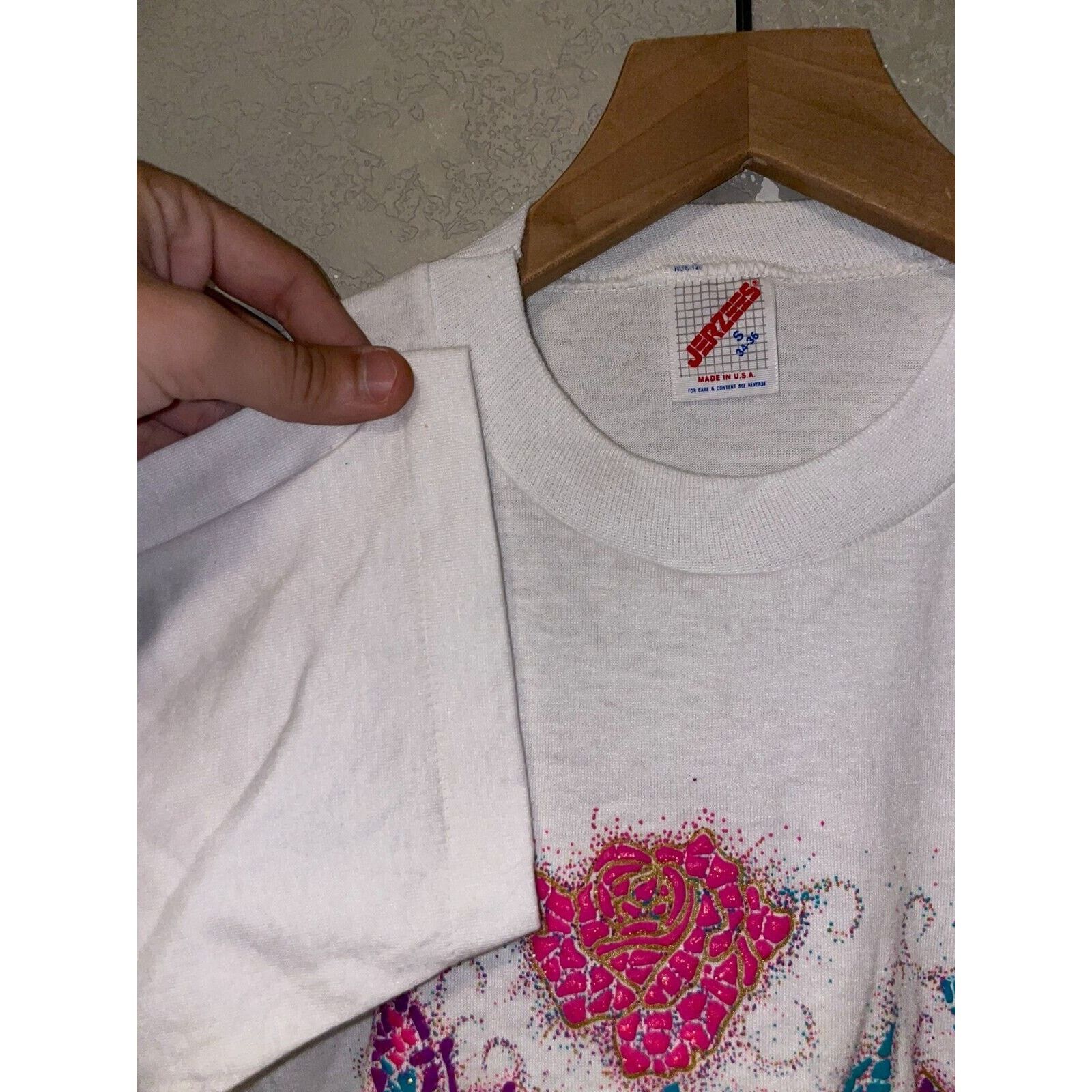 Jerzees Vintage Pennsylvania Lancaster Flower Graphic White Shirt Size US S / EU 44-46 / 1 - 8 Thumbnail