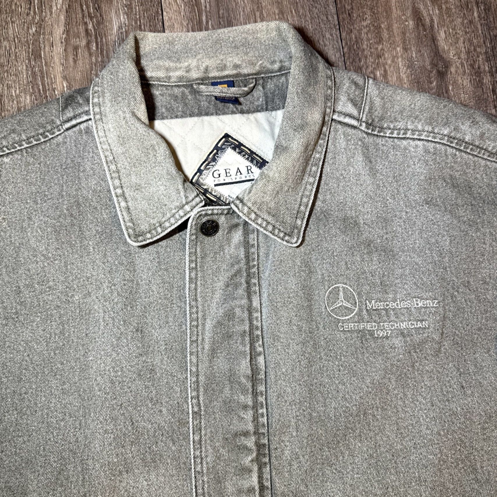 Mercedes-Benz VINTAGE Mercedes-Benz Bomber Jacket Denim Gray XL Men's Car Style Jacket Size US XL / EU 56 / 4 - 7 Thumbnail