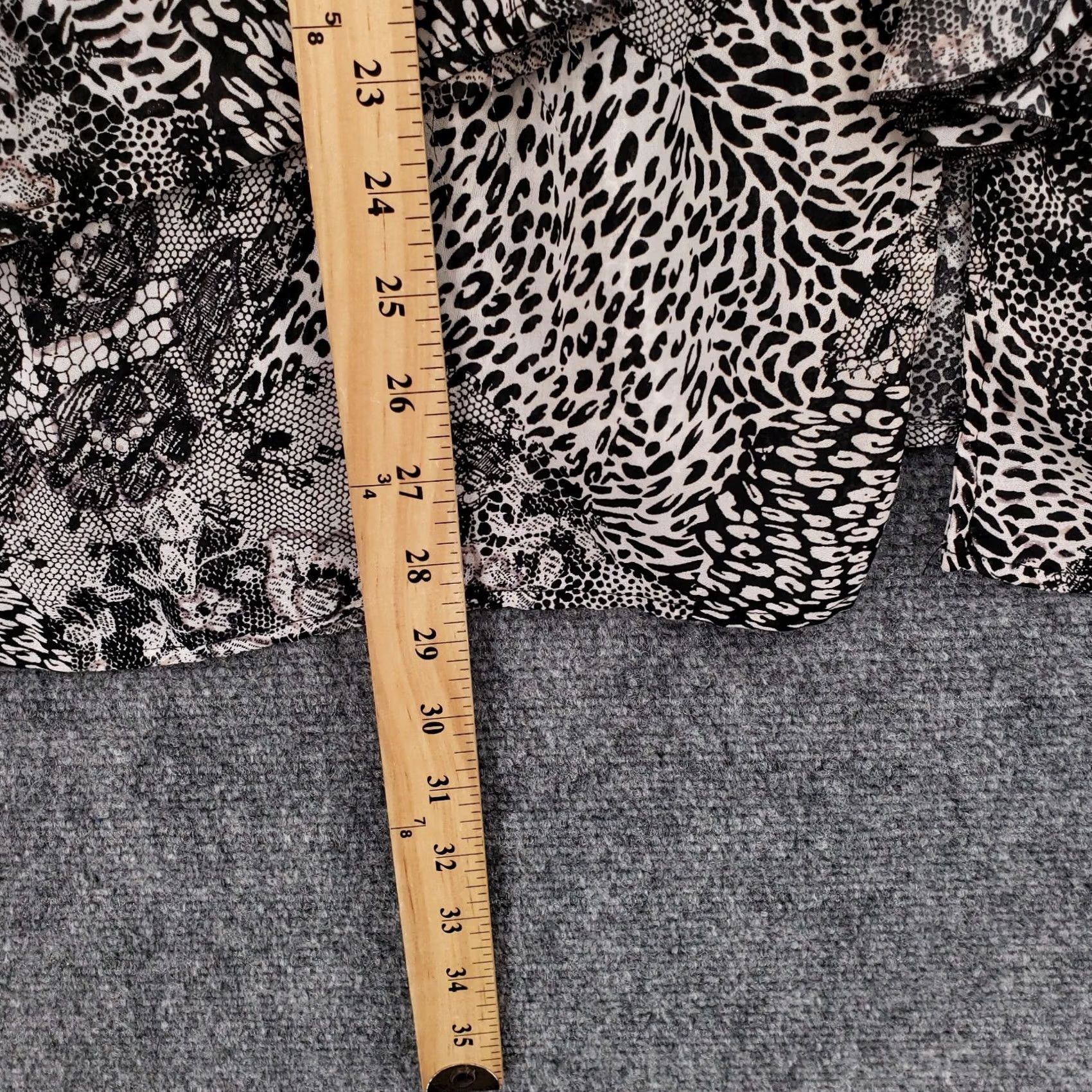 Vintage Cato Blouse Womens Plus Black Ruffle Animal Print 3/4 Sleeve Boho Size 3XL / US 20-22 - 4 Thumbnail