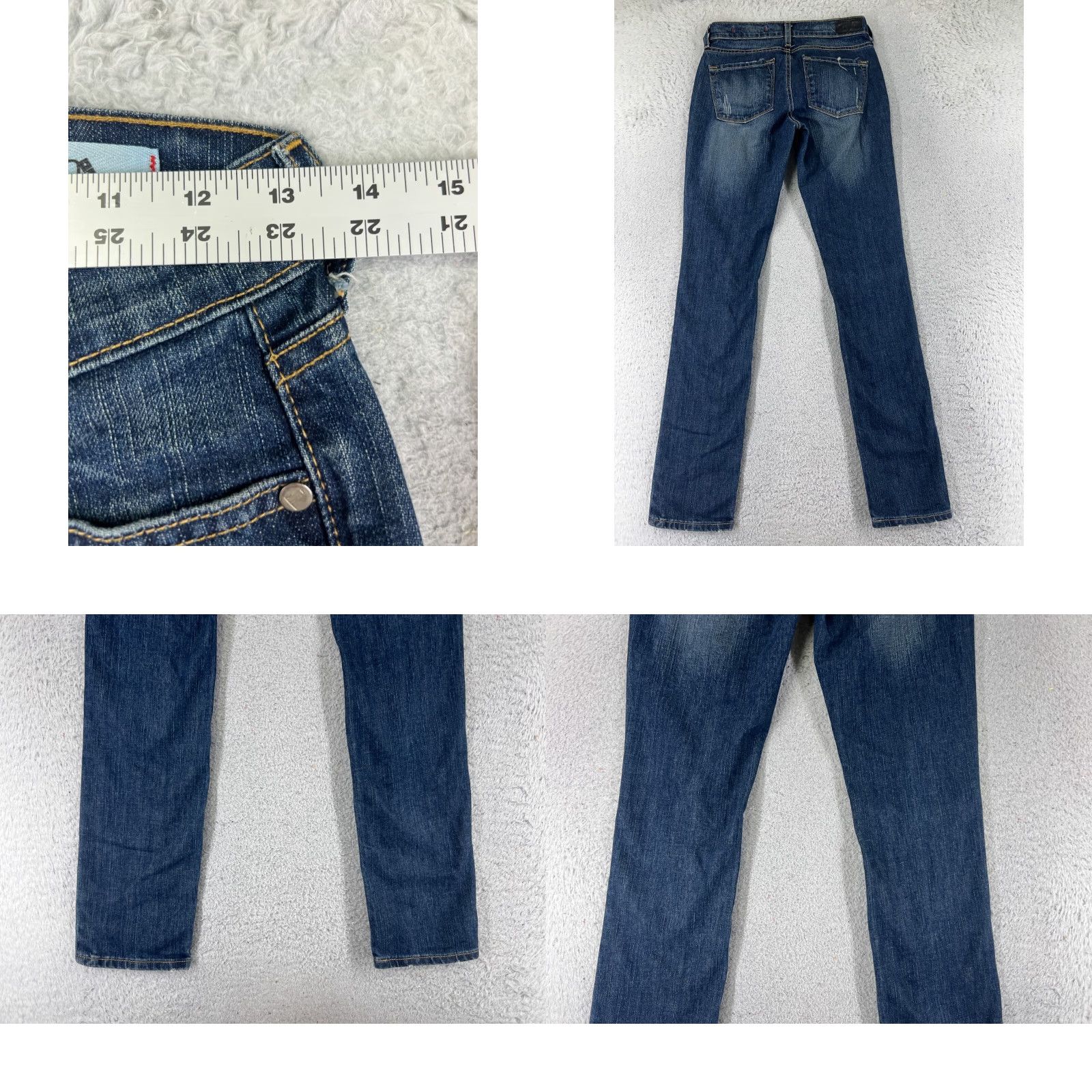 Denime Dominos Jeans Womens 25x31 Blue Denim Distressed Straight Leg Low Size 42" / US 20 - 9 Thumbnail