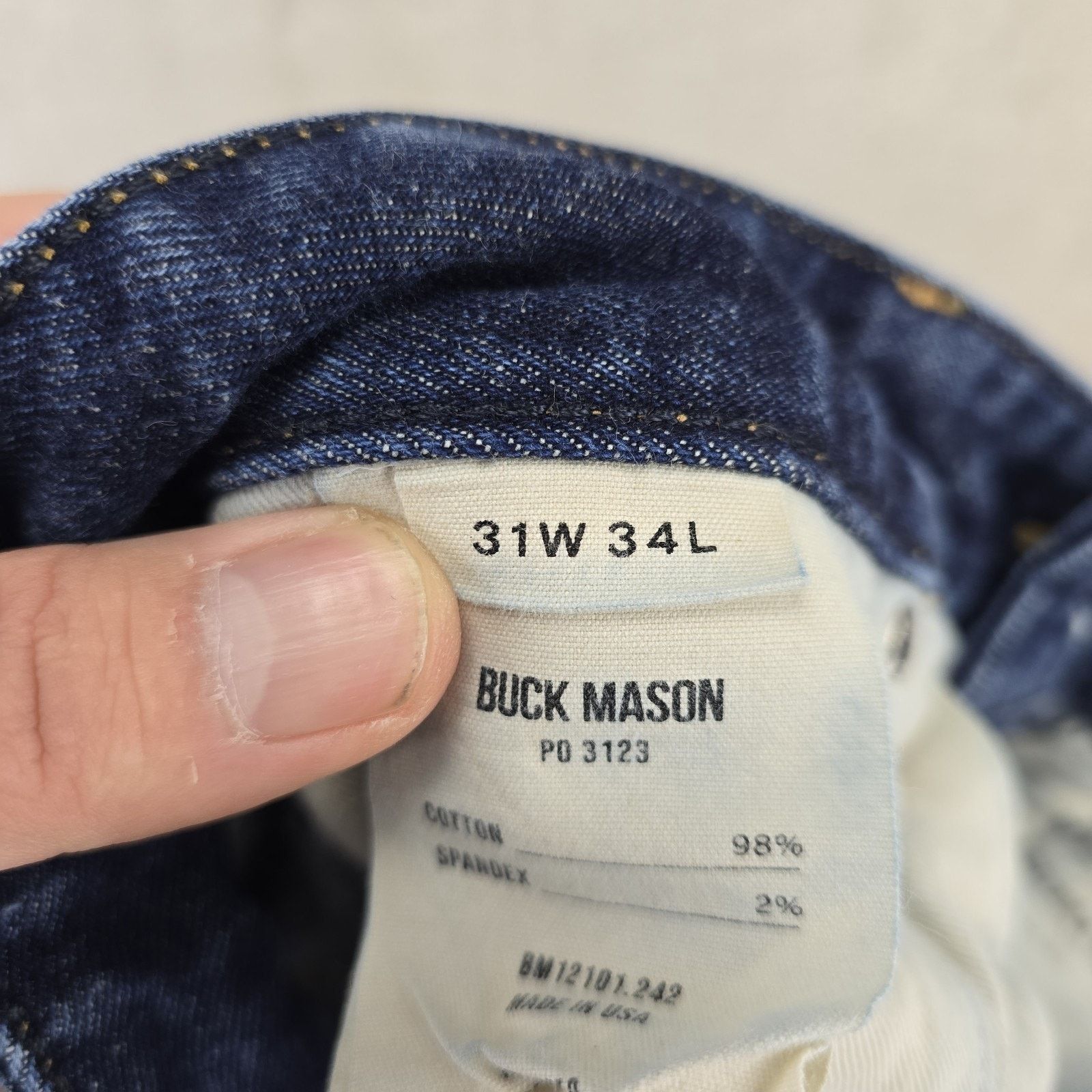 Buck Mason Buck Mason Jeans 32X28 Maverick Slim Denim *FLAWS* Size US 32 / EU 48 - 7 Thumbnail