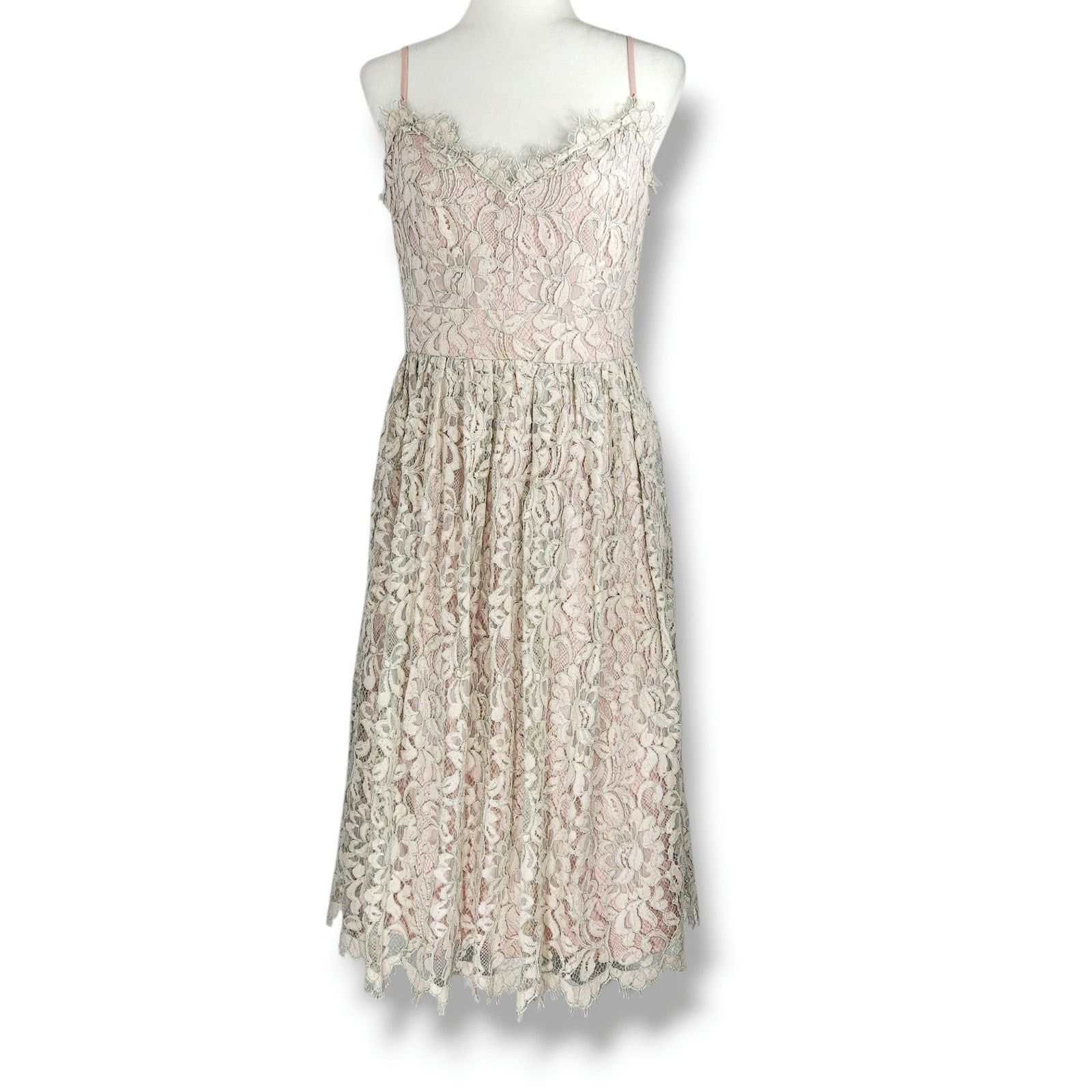 Other Eliza J Lace Overlay Floral Midi Dress Eyelash Trim Blush 6 Size M / US 6-8 / IT 42-44 - 3 Thumbnail