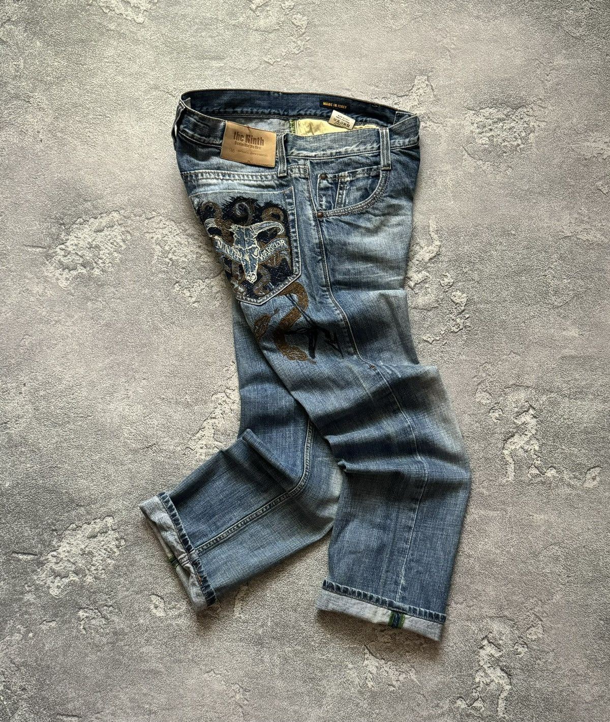 Japanese Brand The ninth 32/32 blue denim pant trouser Jean big logo scull Size US 32 / EU 48 - 17 Thumbnail