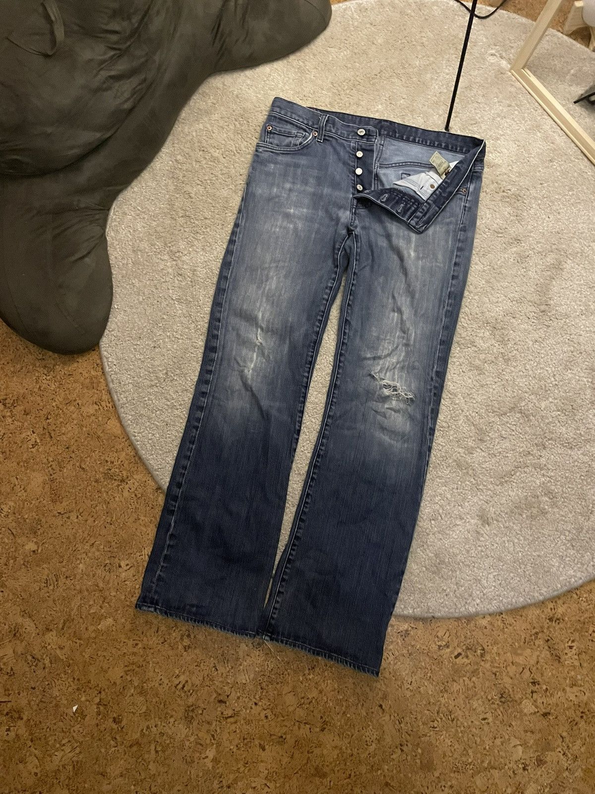7 For All Mankind Distressed Bootcut Low Rise Denim Size US 34 / EU 50 - 1 Thumbnail