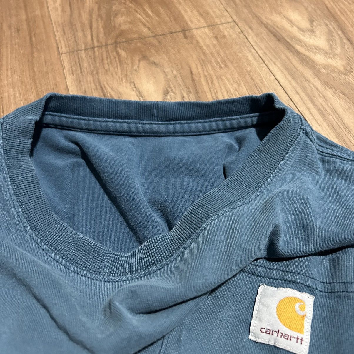 Carhartt Thrashed Carhartt Aqua Blue Pocket T-Shirt Men’s Large Size US L / EU 52-54 / 3 - 6 Thumbnail