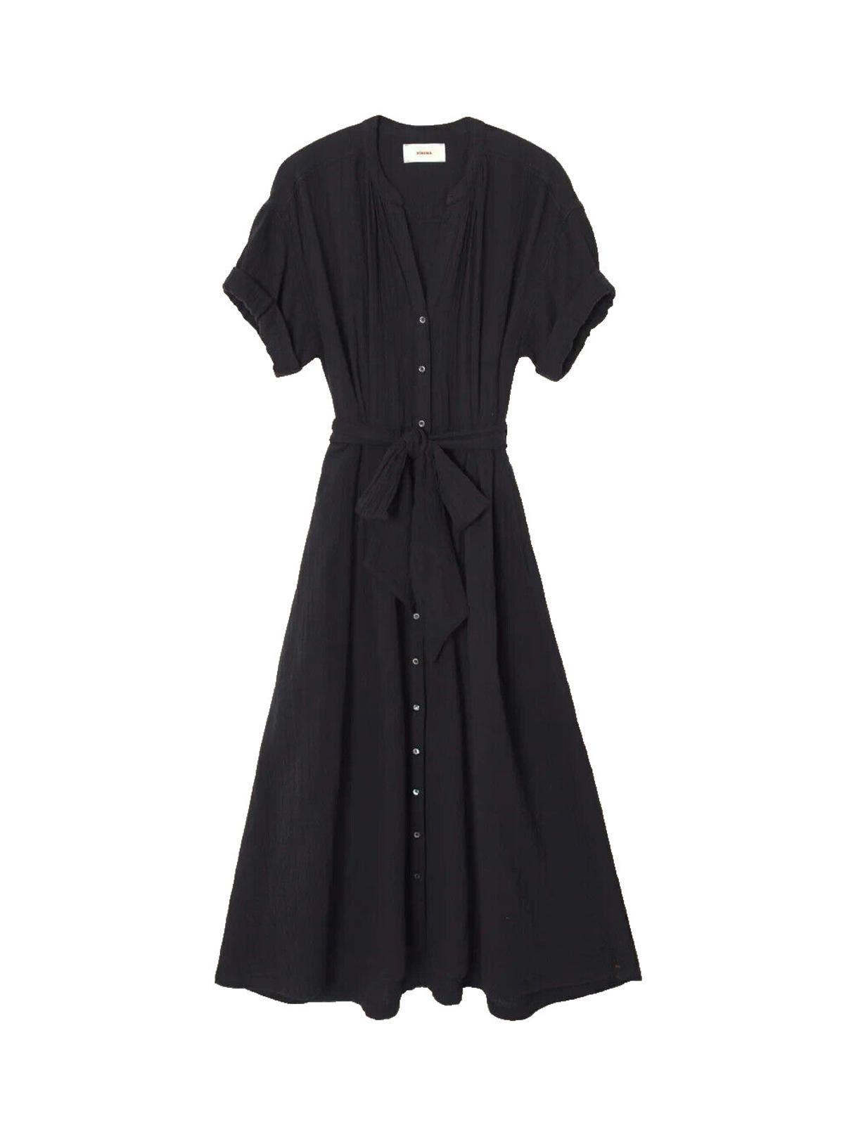 Designer Xirena Women Small Black Cate Midi Dress Belted Cotton Maxi Size S / US 4 / IT 40 - 5 Thumbnail