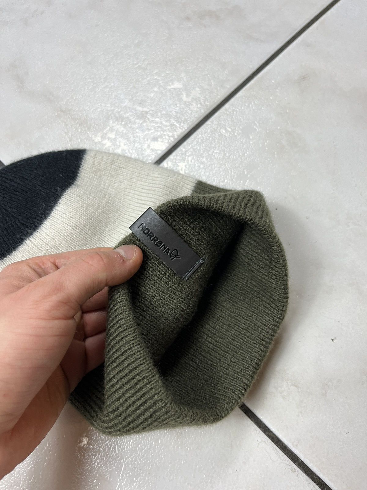 Norrona Norrona striped mid weight beanie wool hat logo triple color Size ONE SIZE - 7 Thumbnail