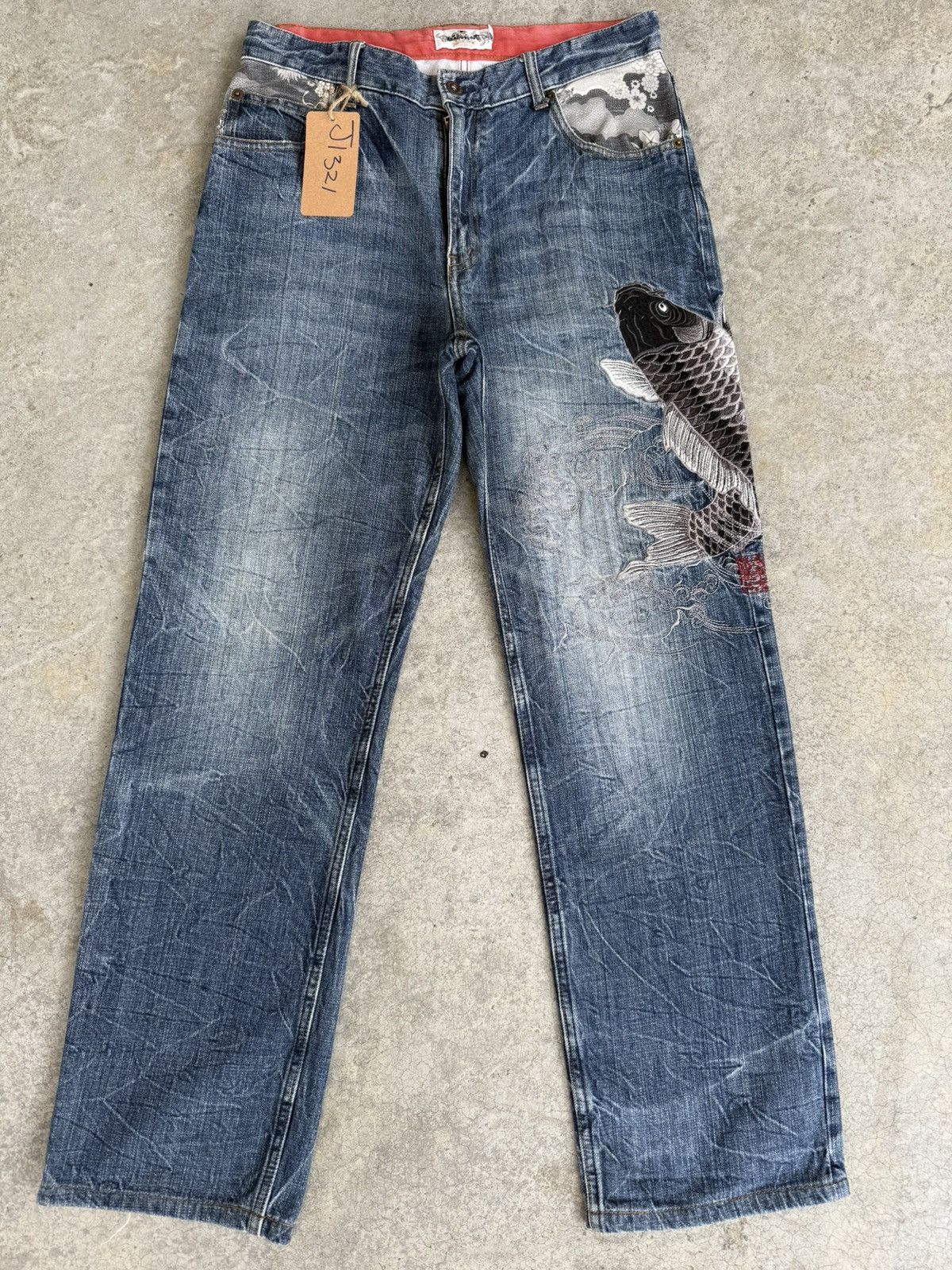 Karakuri Tamashii Karakuri Tamashii Embroidered Multipocket Distressed Size US 31 - 2 Thumbnail