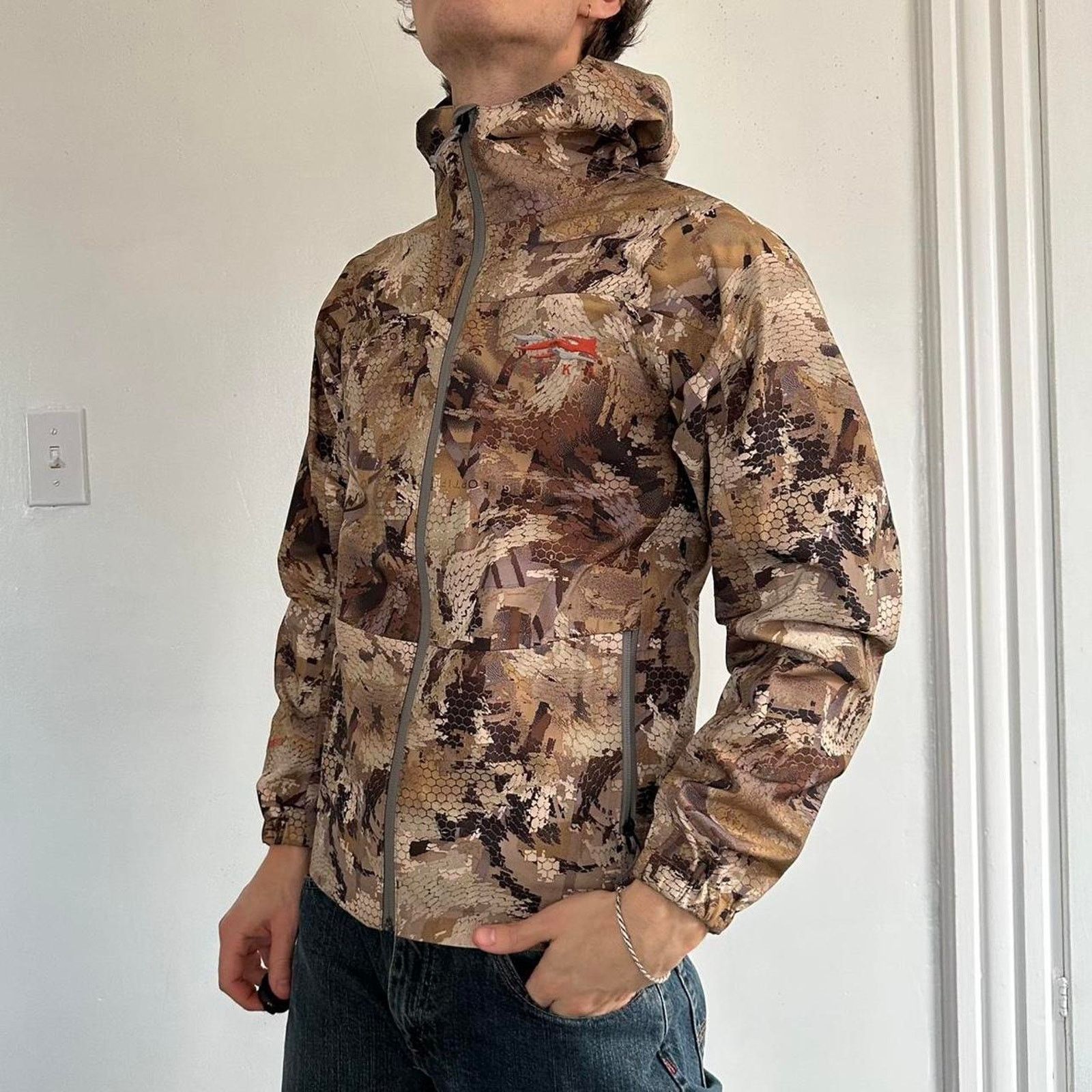 SITKA Sitka 2019 Camo Goretex Rain Shell Zip Up Hooded Jacket Size US XS / EU 42 / 0 - 2 Thumbnail