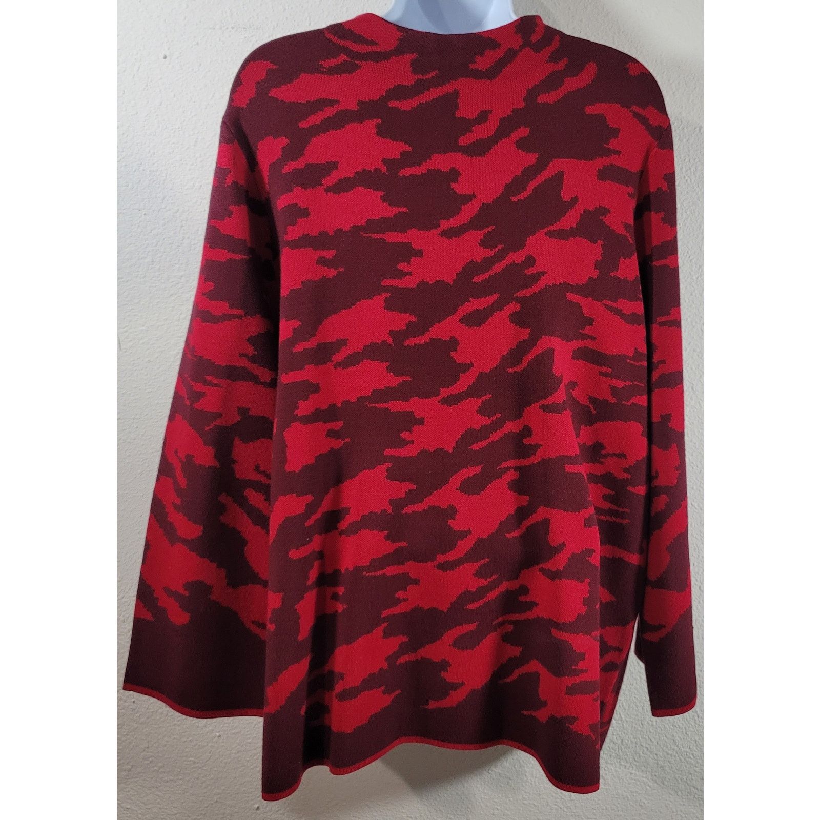 Other Red Burgundy Camo 1/4 Zipper Pullover Sweater Top Large Size L / US 10 / IT 46 - 2 Thumbnail