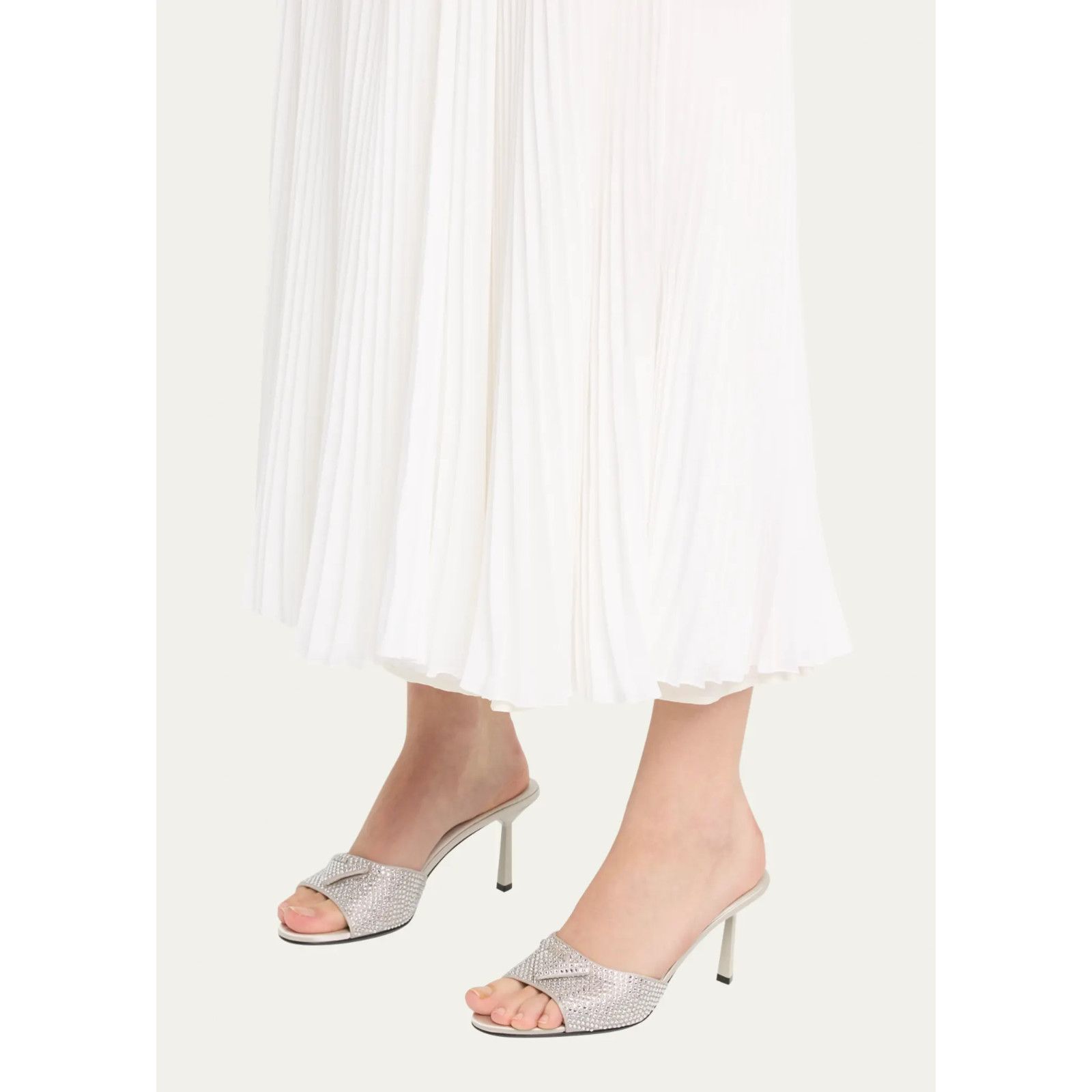 Prada Prada Crystal Satin Stiletto Perla Mule Heel Pump 36 Size US 6 / IT 36 - 3 Thumbnail
