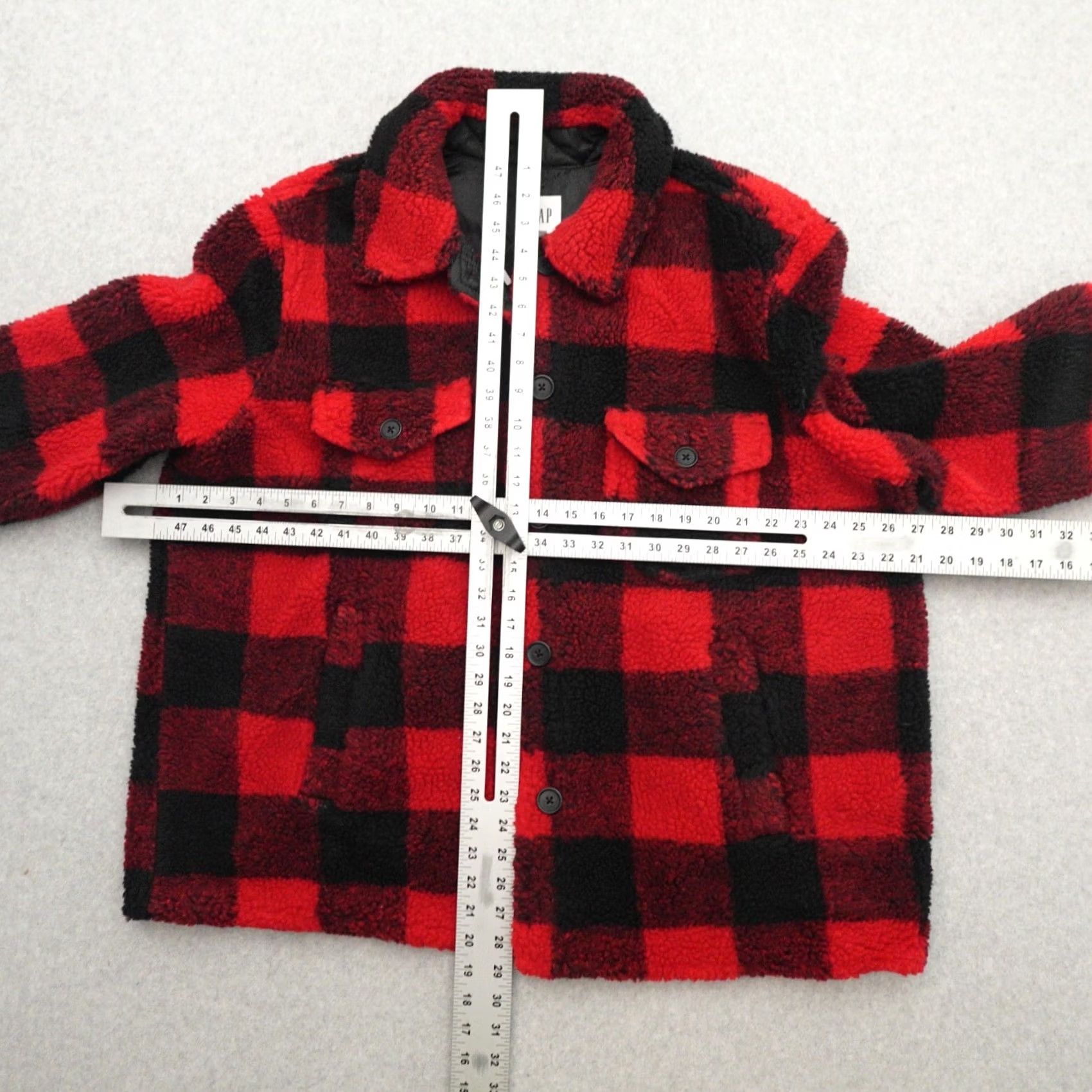 Gap GAP Womens Jacket 2XL Plaid Fleece Red Black Pockets Size XXL / US 16-18 / IT 52-54 - 2 Thumbnail