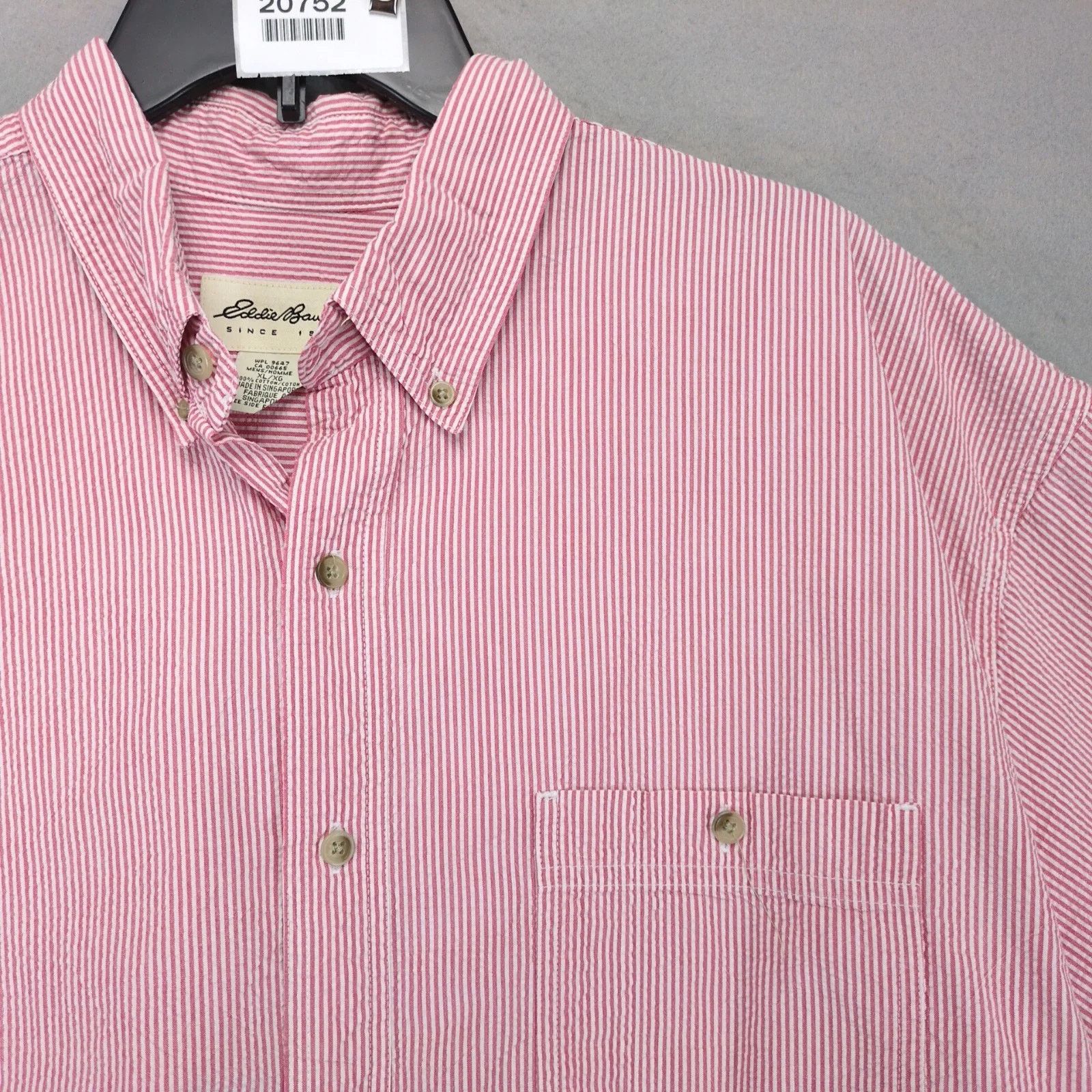 Eddie Bauer Vtg Y2K Eddie Bauer Red Striped Seersucker Button Down Shirt Size US XL / EU 56 / 4 - 9 Thumbnail
