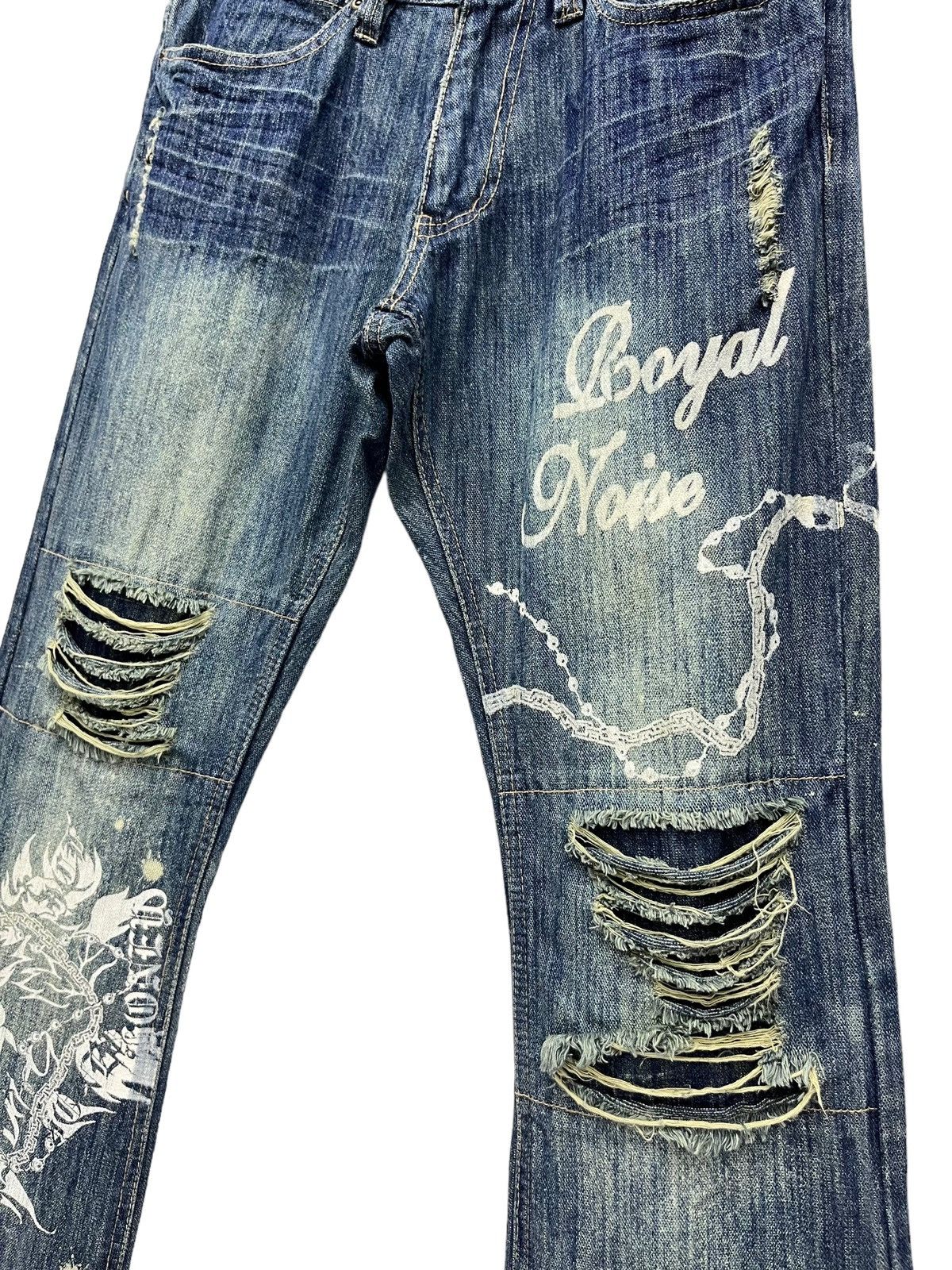 Guru FYE🔥GUMU INTERNATIONAL Punk Ripped Tribal Print Flare Denim Size 31" - 8 Thumbnail