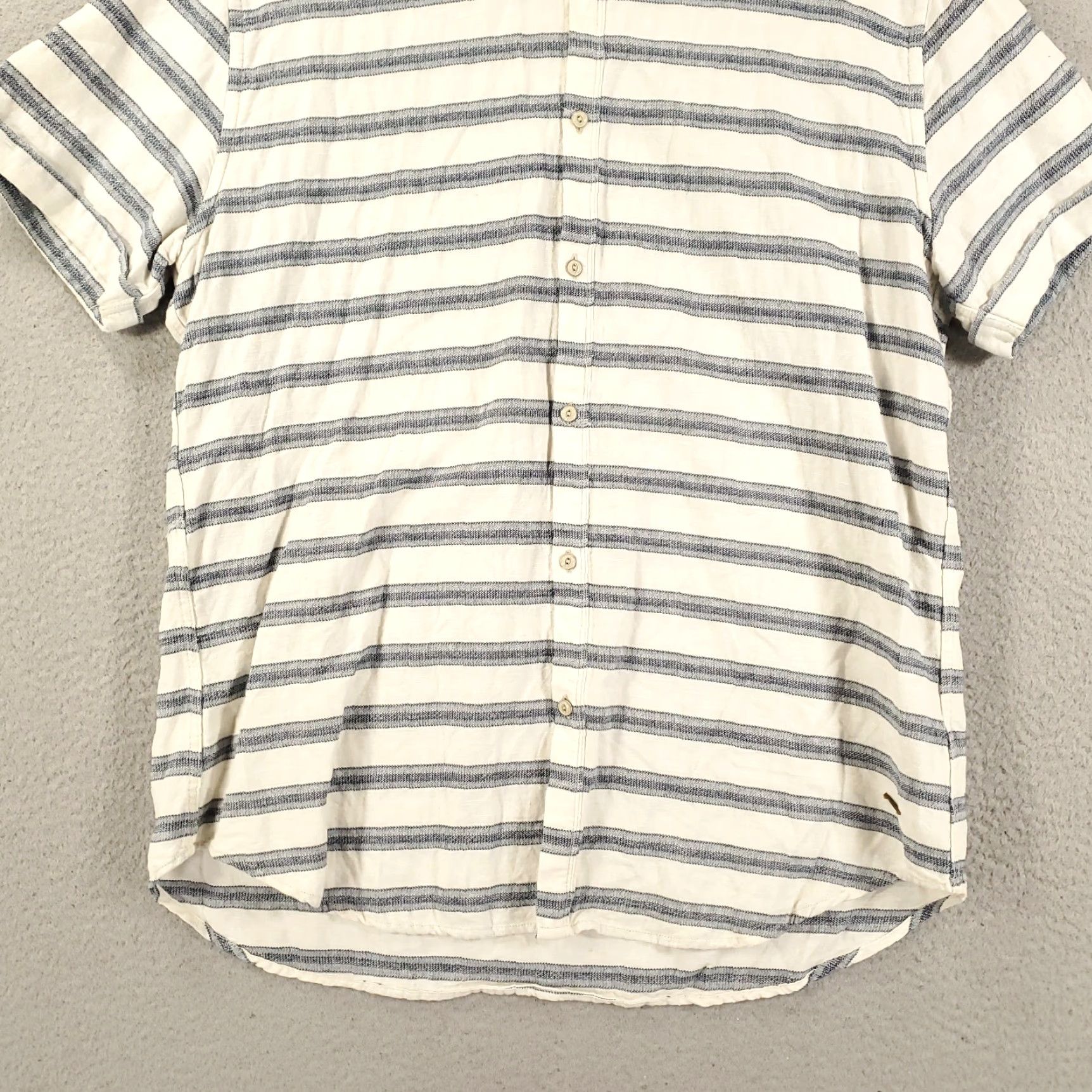 Scotch & Soda VINTAGE Scotch & Soda Linen Shirt Mens 2XL White Navy Striped Button Up Short Sleeve Collared 2XL Men's Shirt Size US XXL / EU 58 / 5 - 4 Thumbnail