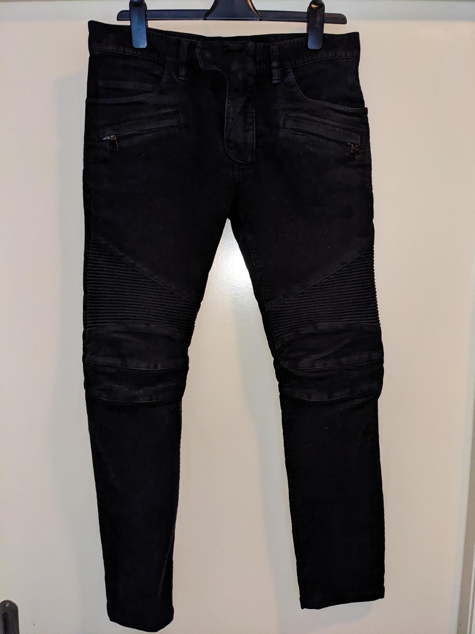image of Made In Japan Black Biker Moto Denim Jeans 30 X 29 in Light Black, Men's
