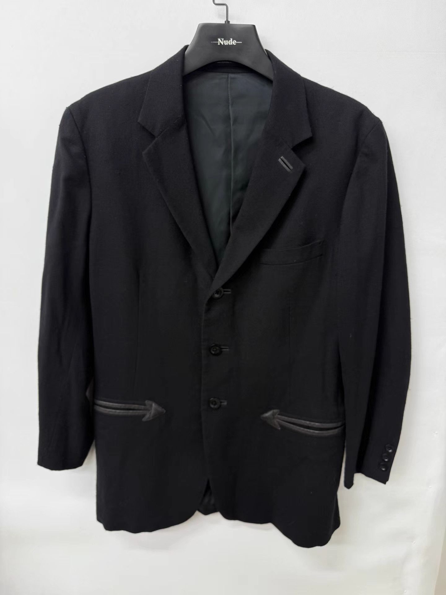 Yohji Yamamoto Yohji Yamamoto Y's for men Leather Paneled Wool Blazer K20 Size US L / EU 52-54 / 3 - 1 Thumbnail