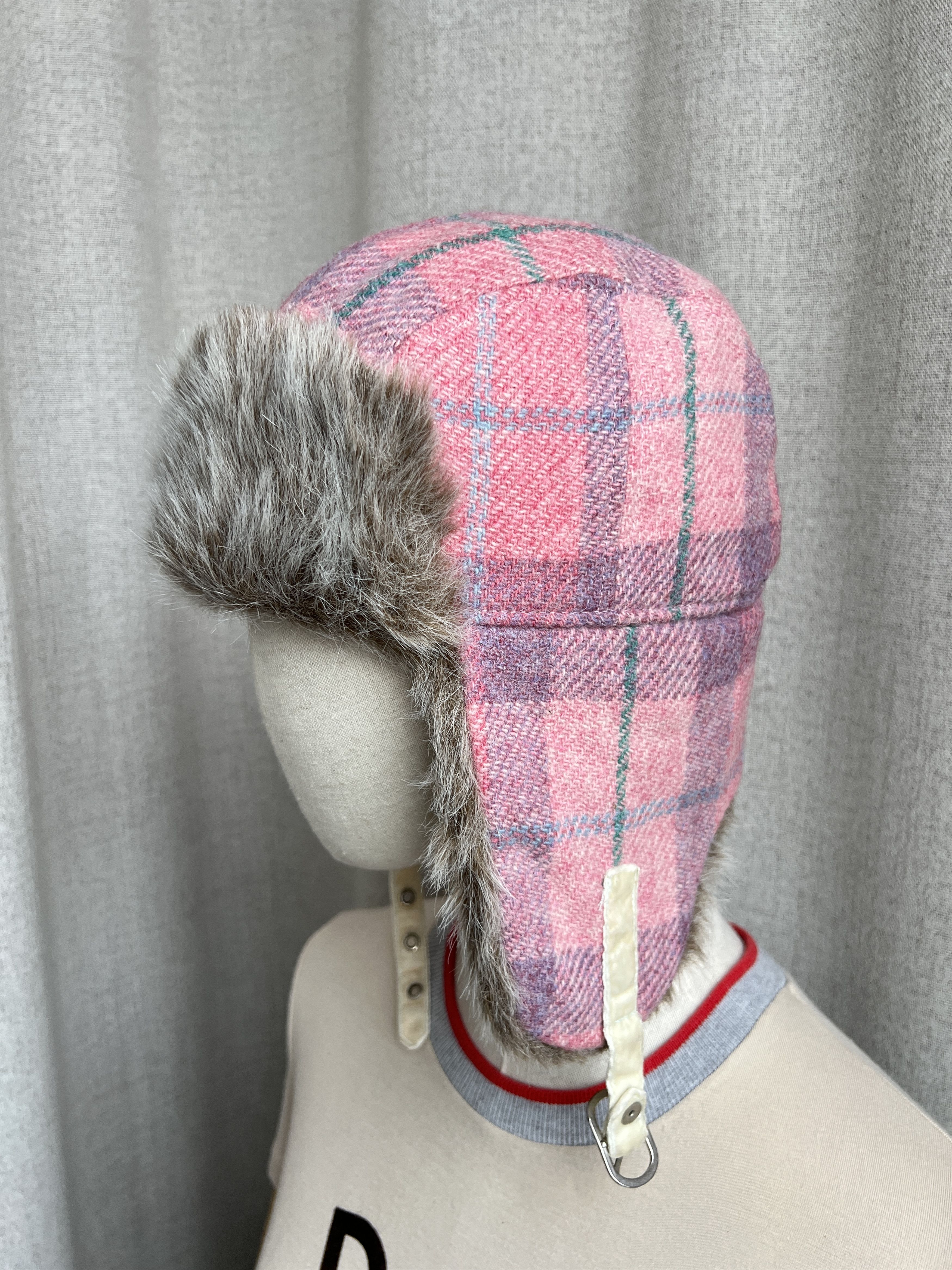 Vintage Y2K Wool Tweed Pink Faux Fur Ushanka Hat Size ONE SIZE - 5 Thumbnail
