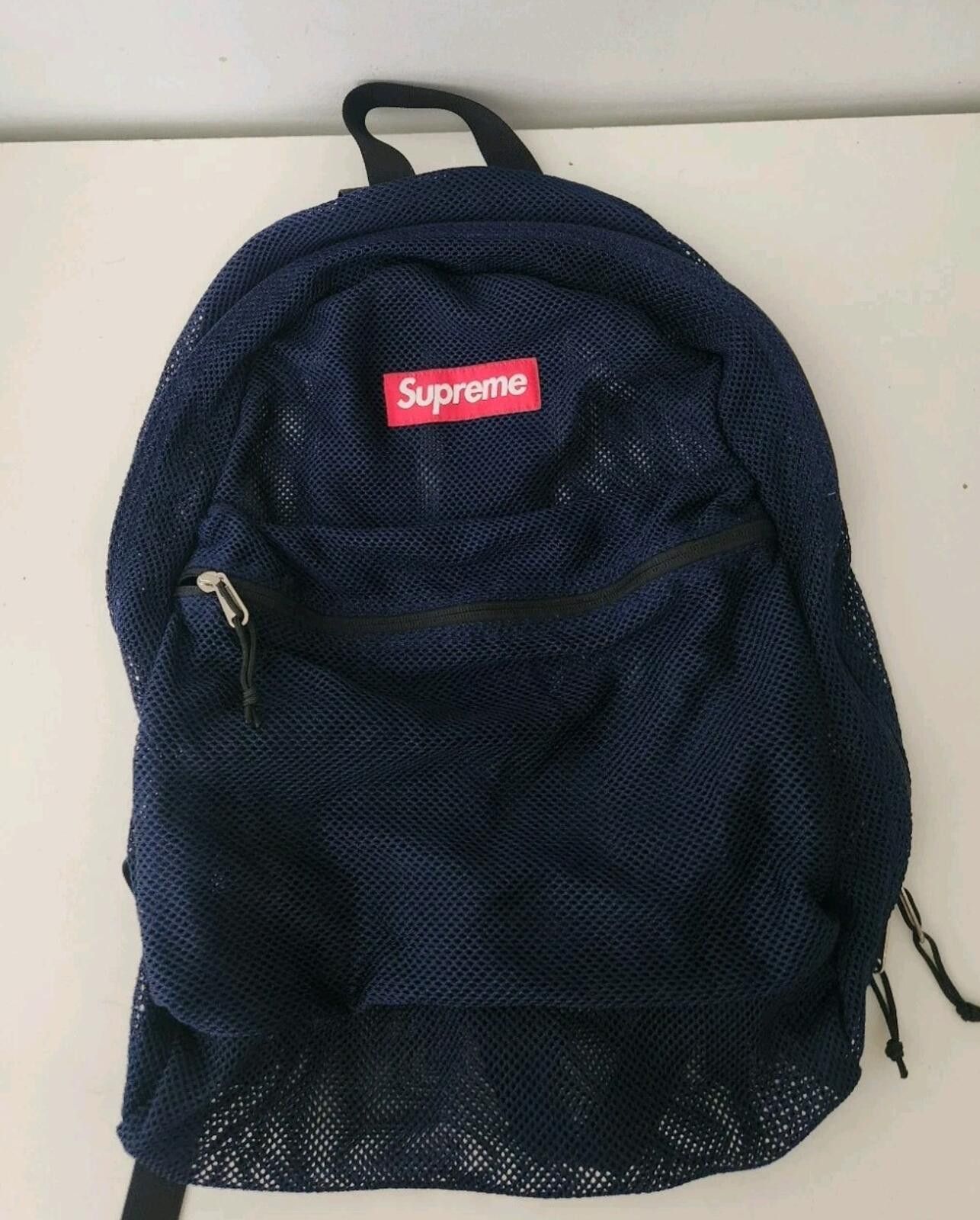 16ss supreme logo travel bag backpack Blue (WORN)  RIF LA SUPREME 16ss Mesh Backpack green