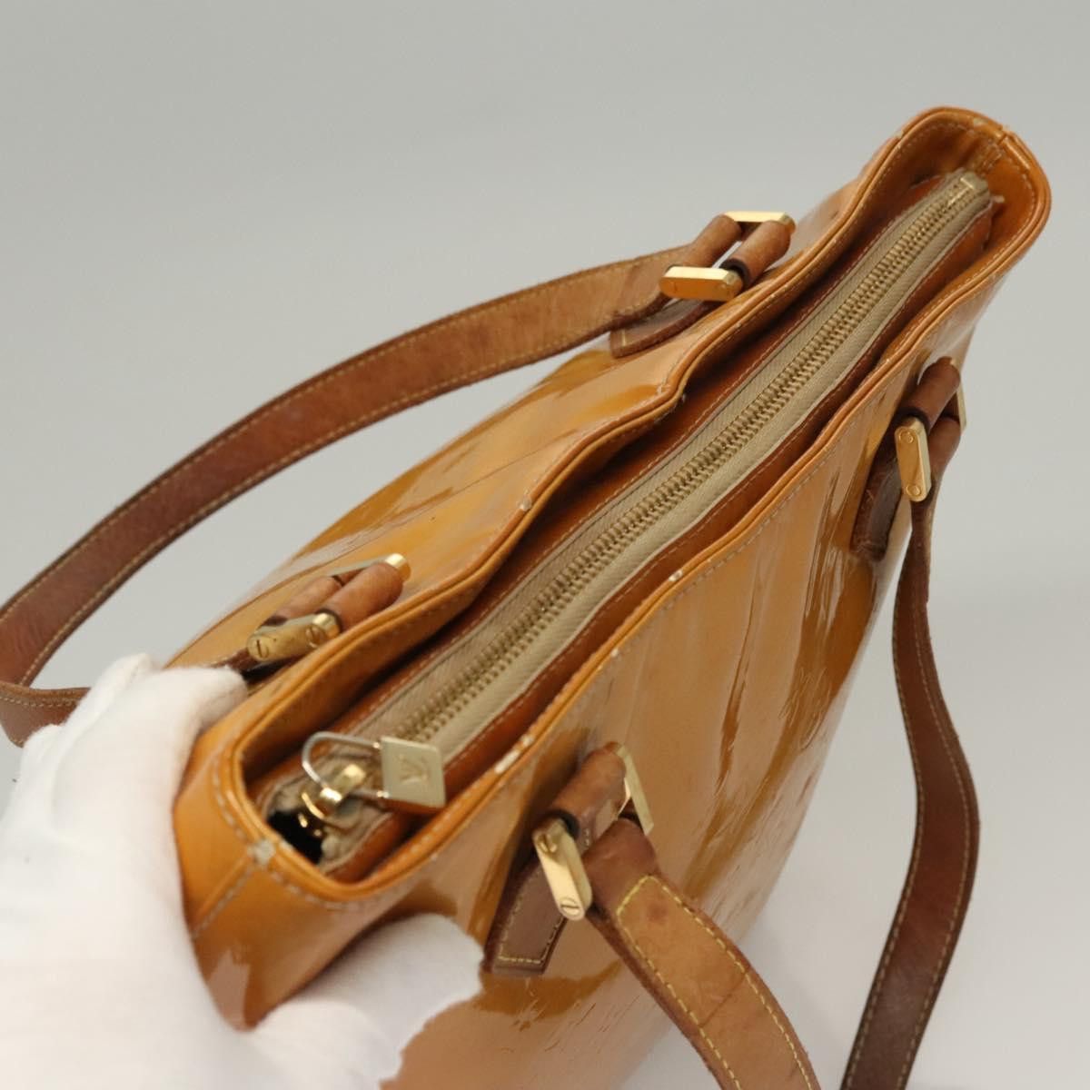 Louis Vuitton LOUIS VUITTON Monogram Vernis Houston Hand Bag Jaune M91121 Size ONE SIZE - 7 Thumbnail