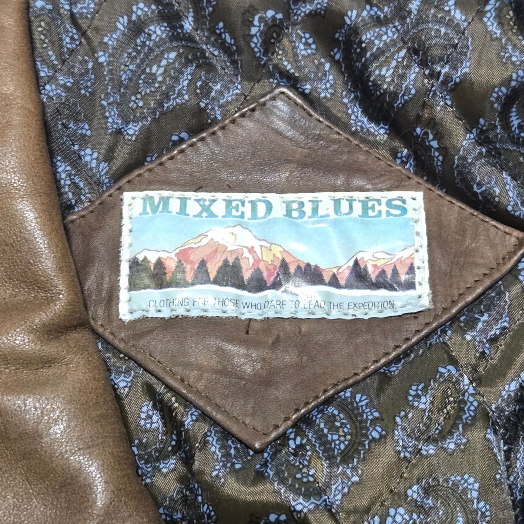 Vintage VINTAGE Mixed Blues Jacket Adult Mens Large L Brown Leather Suede Bomber Jacket All Seasons Fall Spring Winter 90s? Size US L / EU 52-54 / 3 - 4 Thumbnail