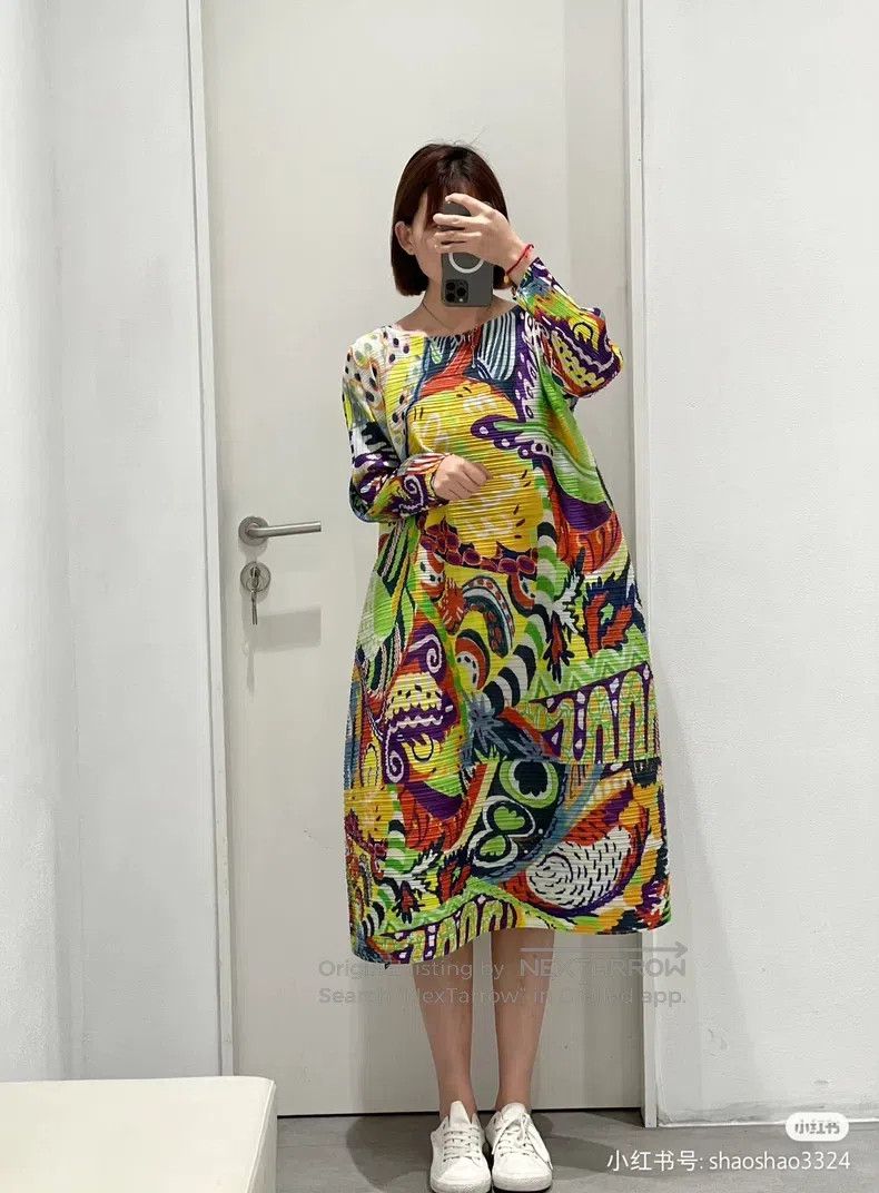 Issey Miyake Issey Miyake Light-colored Spring Dress Size XXL / US 16-18 / IT 52-54 - 4 Thumbnail
