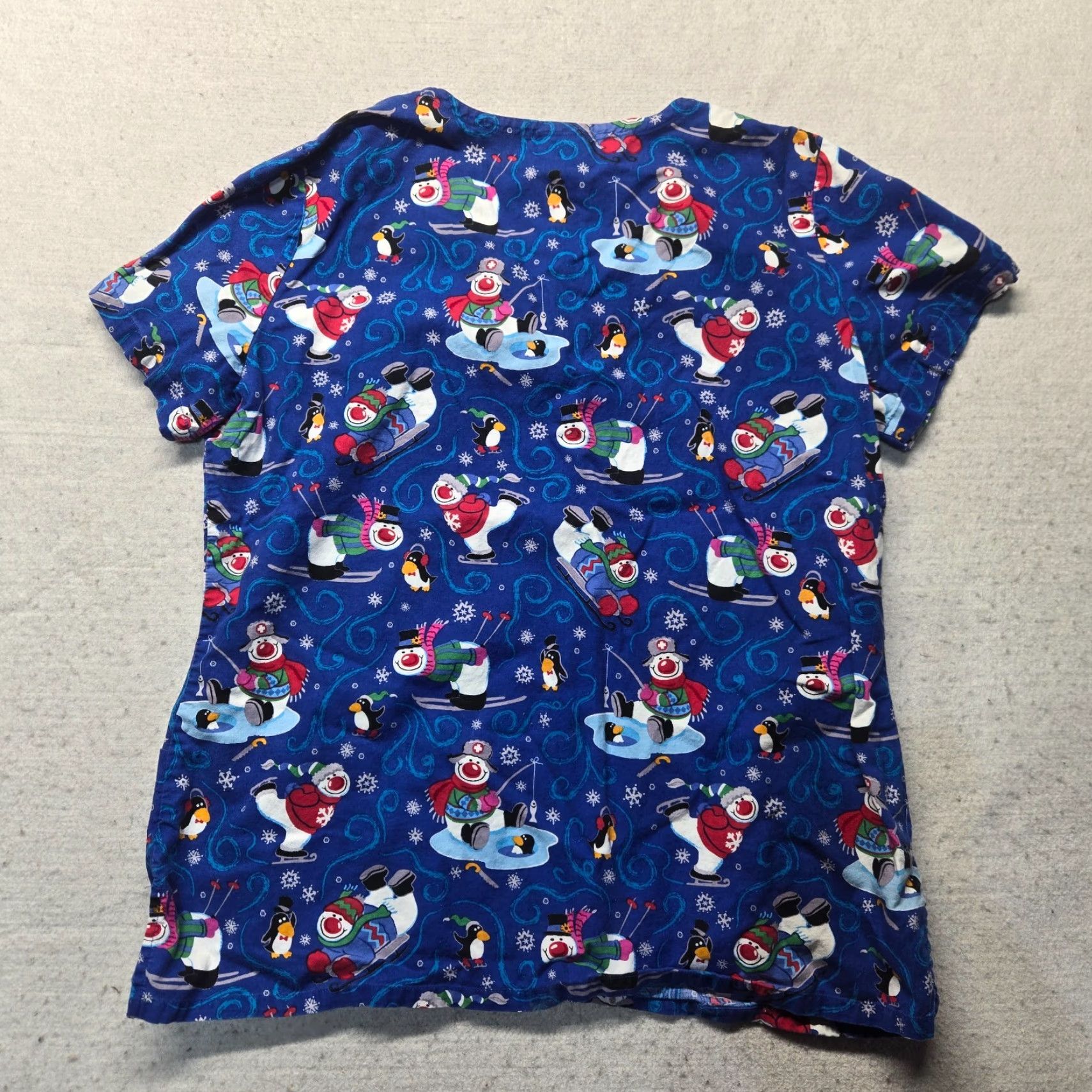 Vintage VINTAGE White Cross Shirt Women Large Blue Snowman Holiday Scrub Top Shirt Adult Womens Large Snowman Patterned 90s Christmas Size L / US 10 / IT 46 - 6 Thumbnail