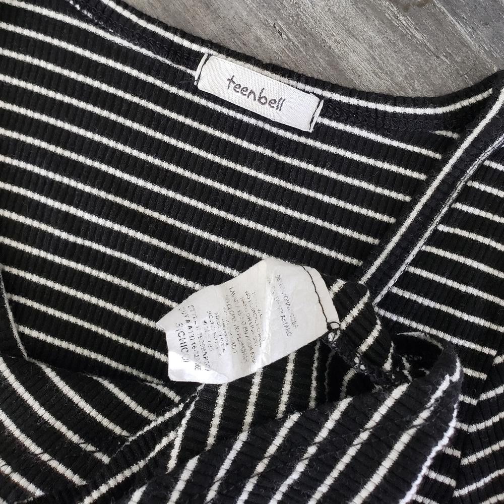 Designer Black White Striped TeenBell Bodysuit Size S / US 4 / IT 40 - 3 Thumbnail