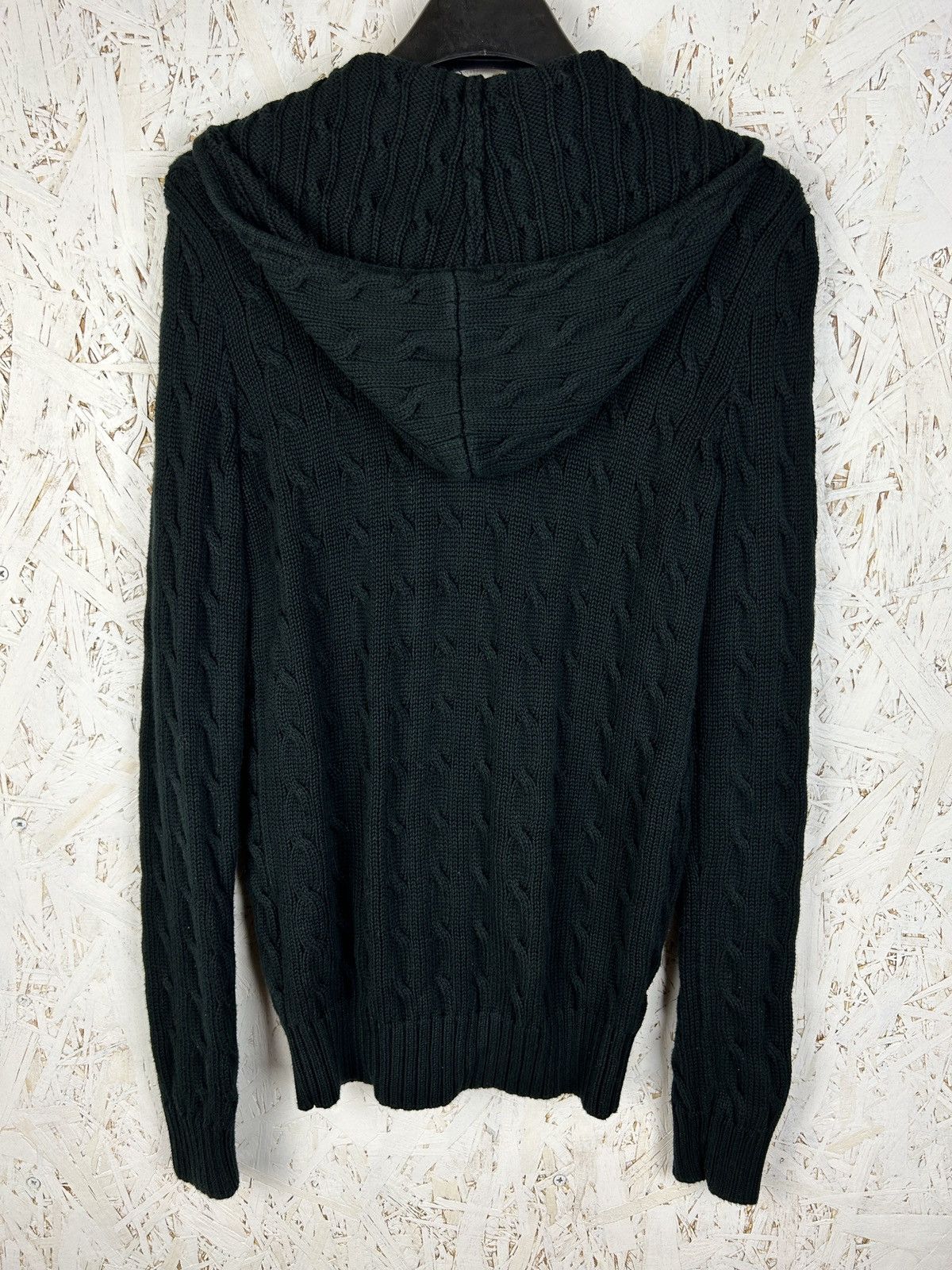 Polo Ralph Lauren Vintage Ralph Lauren Sport Cable Knit Zippered Hoodie Black Size S / US 4 / IT 40 - 6 Thumbnail