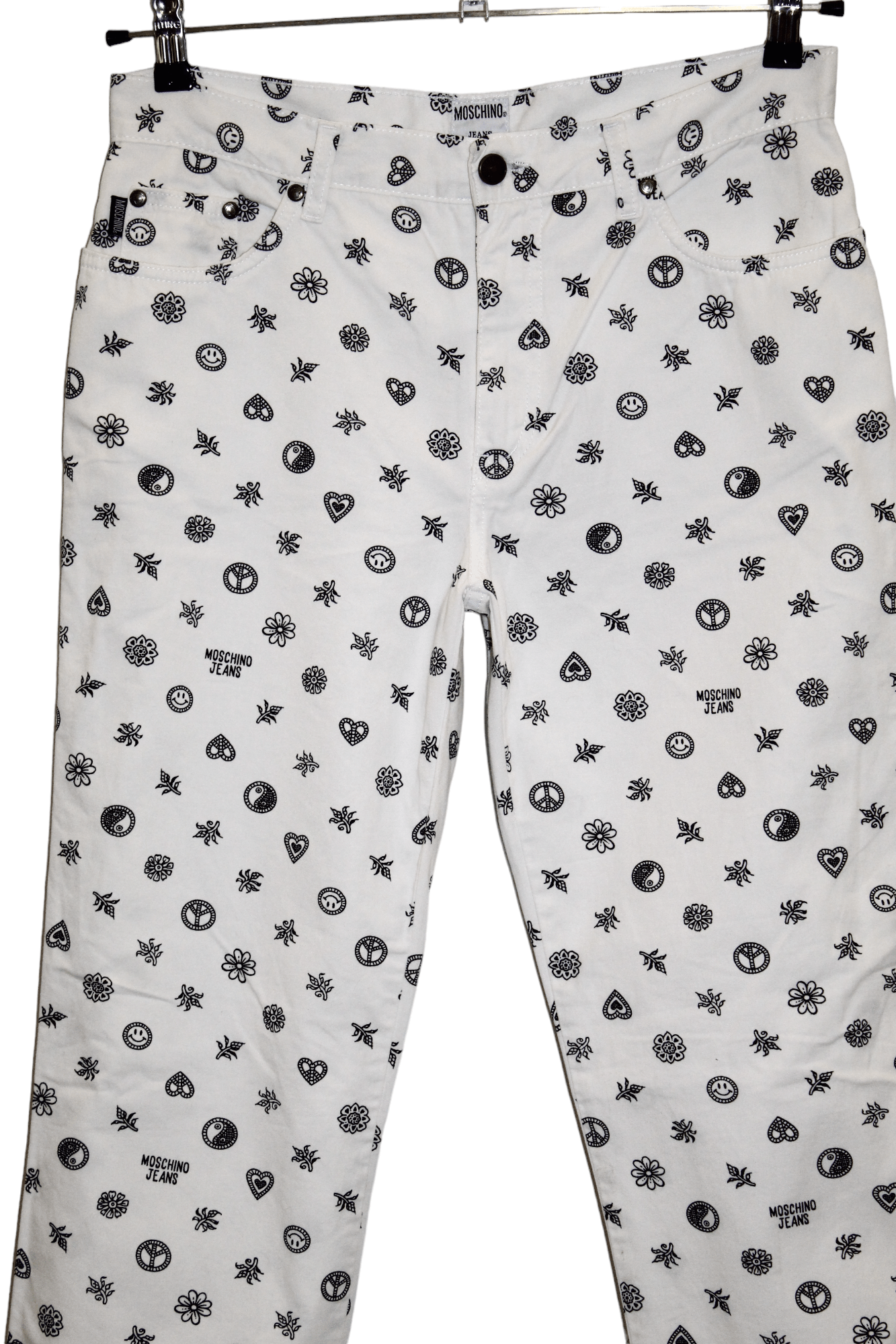Moschino 1990s Rare Moschino Jeans Yin Yang Print Denim Pants Size US 31 - 3 Thumbnail