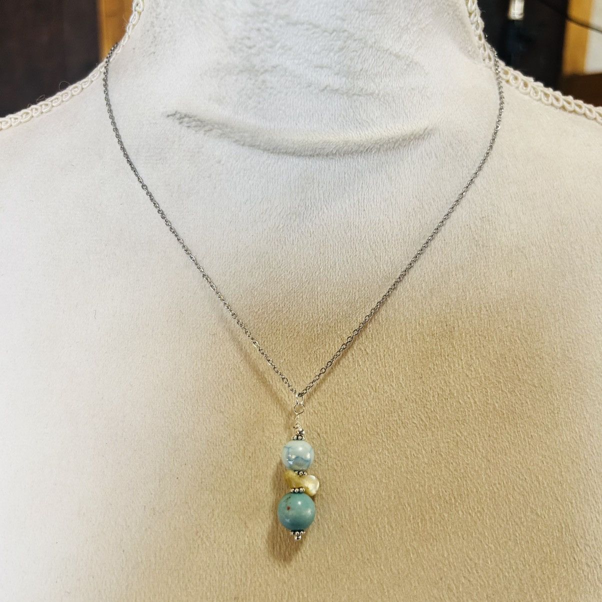 Handmade Handcrafted vintage bead drop pendant on chain necklace Size ONE SIZE - 3 Thumbnail