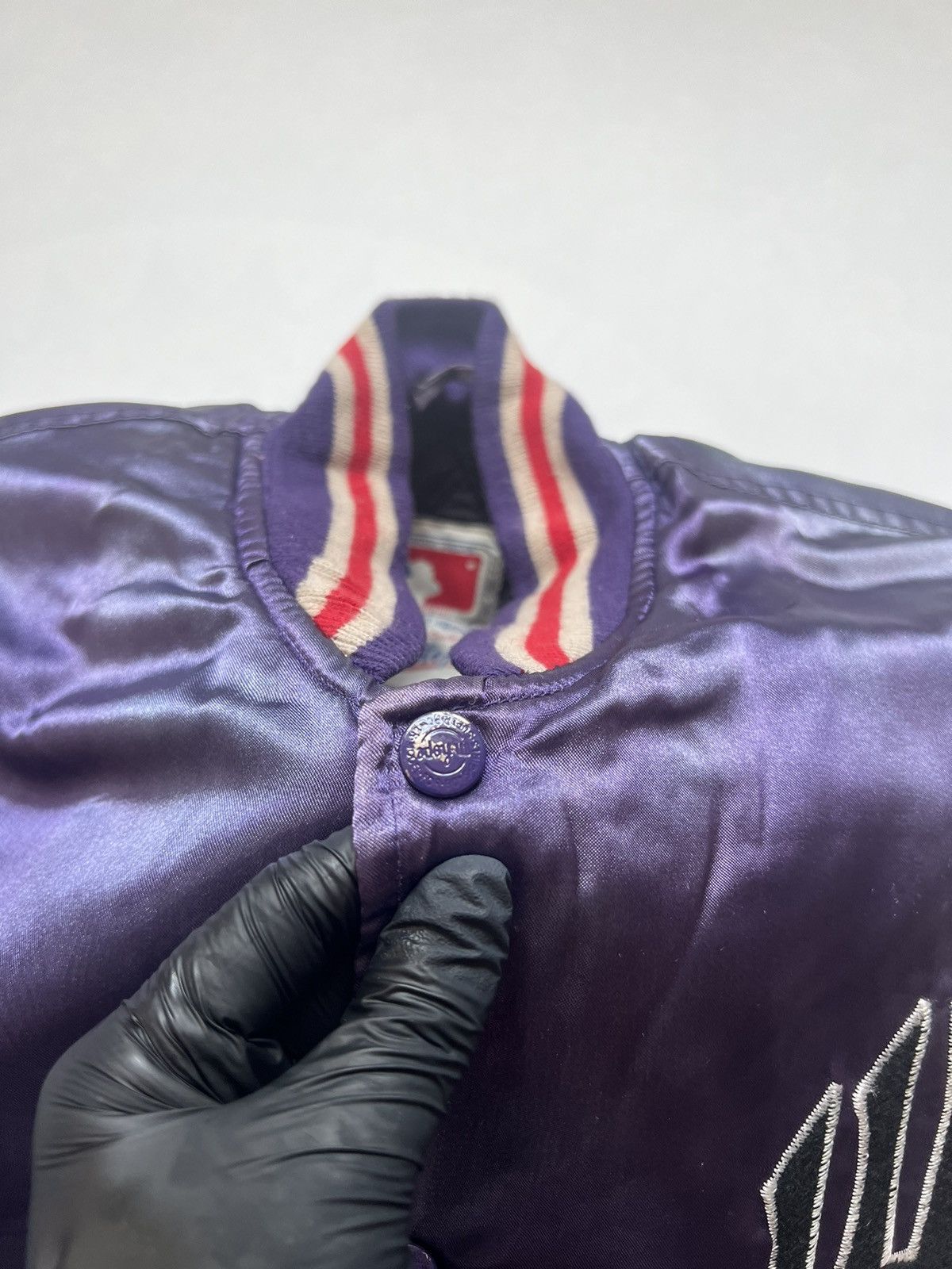 MLB Vtg Sun Faded Satin Baseball Varsity Snap Button By Machope Size US M / EU 48-50 / 2 - 6 Thumbnail