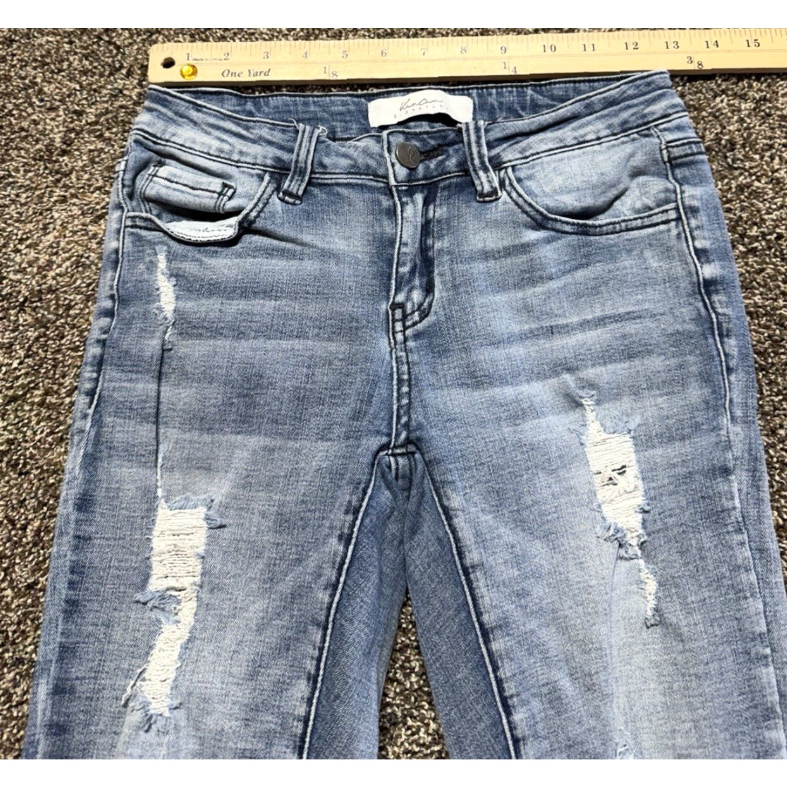 Vintage Kancan Signature Skinny Straight Jeans Size 25 Blue Denim Stretch Cotton Blend Mid Rise 5-Pocket Regular Inseam 30 Womens Jeans Size 42" / US 20 - 5 Thumbnail