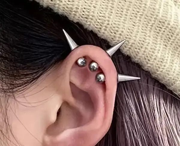 Jewelry Kurusu x Inoue 3 stainless steel tapered stud earrings Size ONE SIZE - 4 Thumbnail