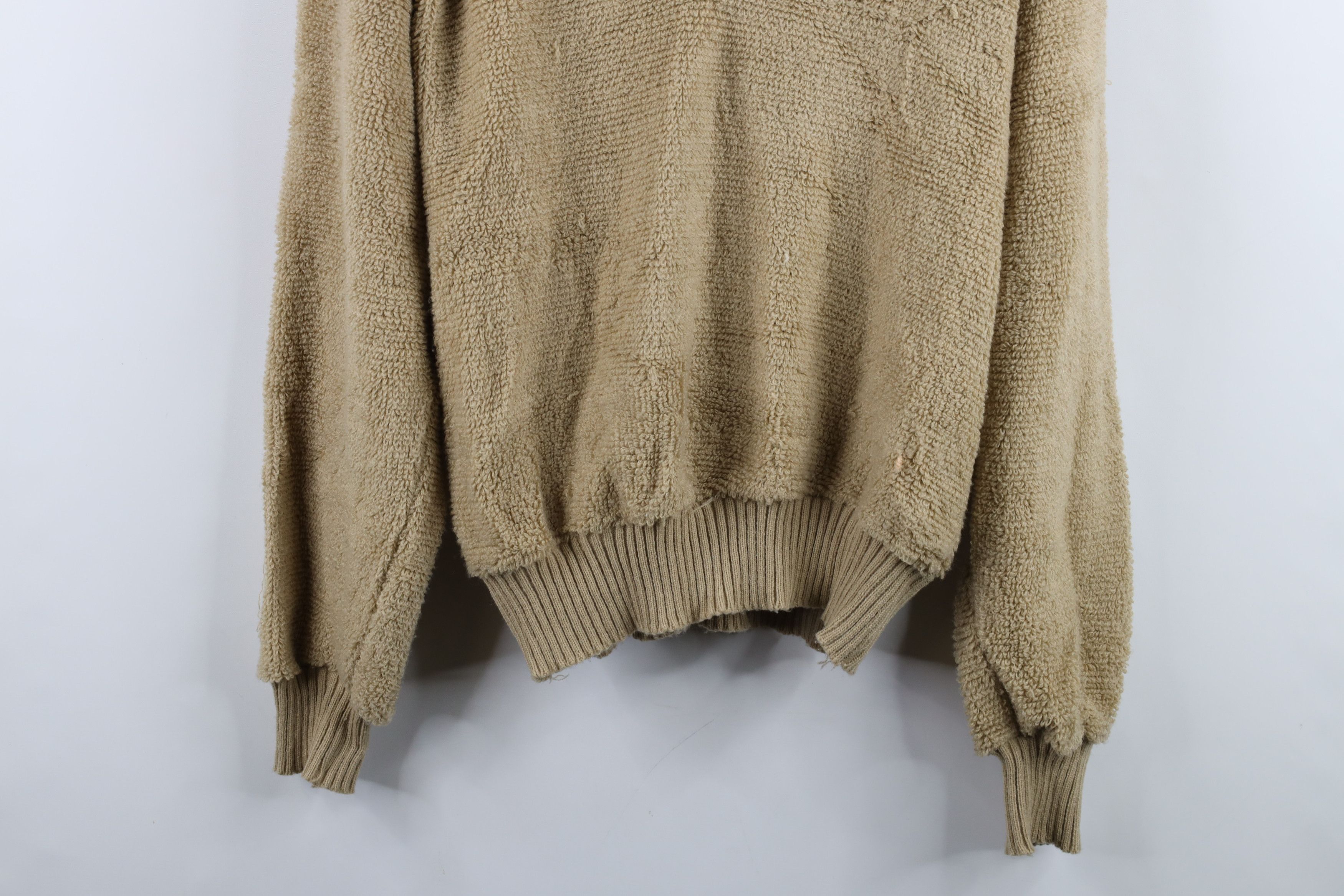 Vintage Vintage 70s Streetwear Terry Cloth Collared Sweater Beige Size US L / EU 52-54 / 3 - 3 Thumbnail