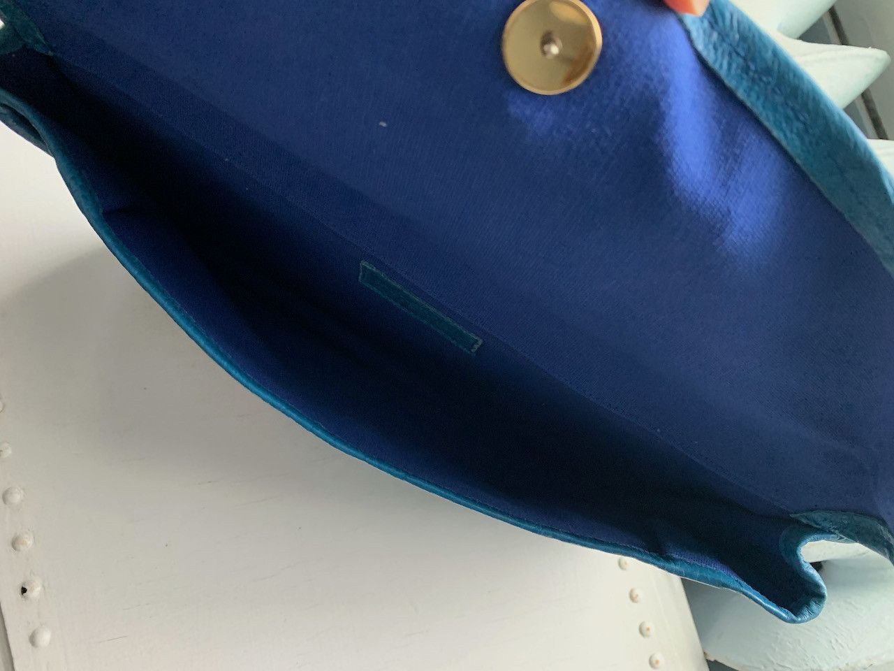 Il Bisonte × Vintage Vintage Il Bisonte Blue Leather Clutch Wanny Di Filippo Size ONE SIZE - 7 Thumbnail