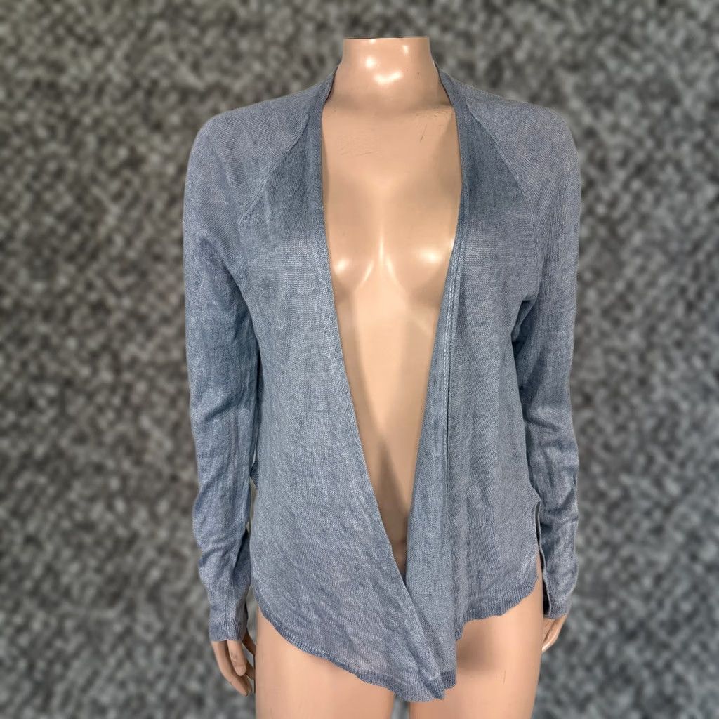Eileen Fisher Eileen Fisher Cardigan Sweater Women's S Blue Linen Long sleeve open Front Y3-23 Size S / US 4 / IT 40 - 1 Thumbnail