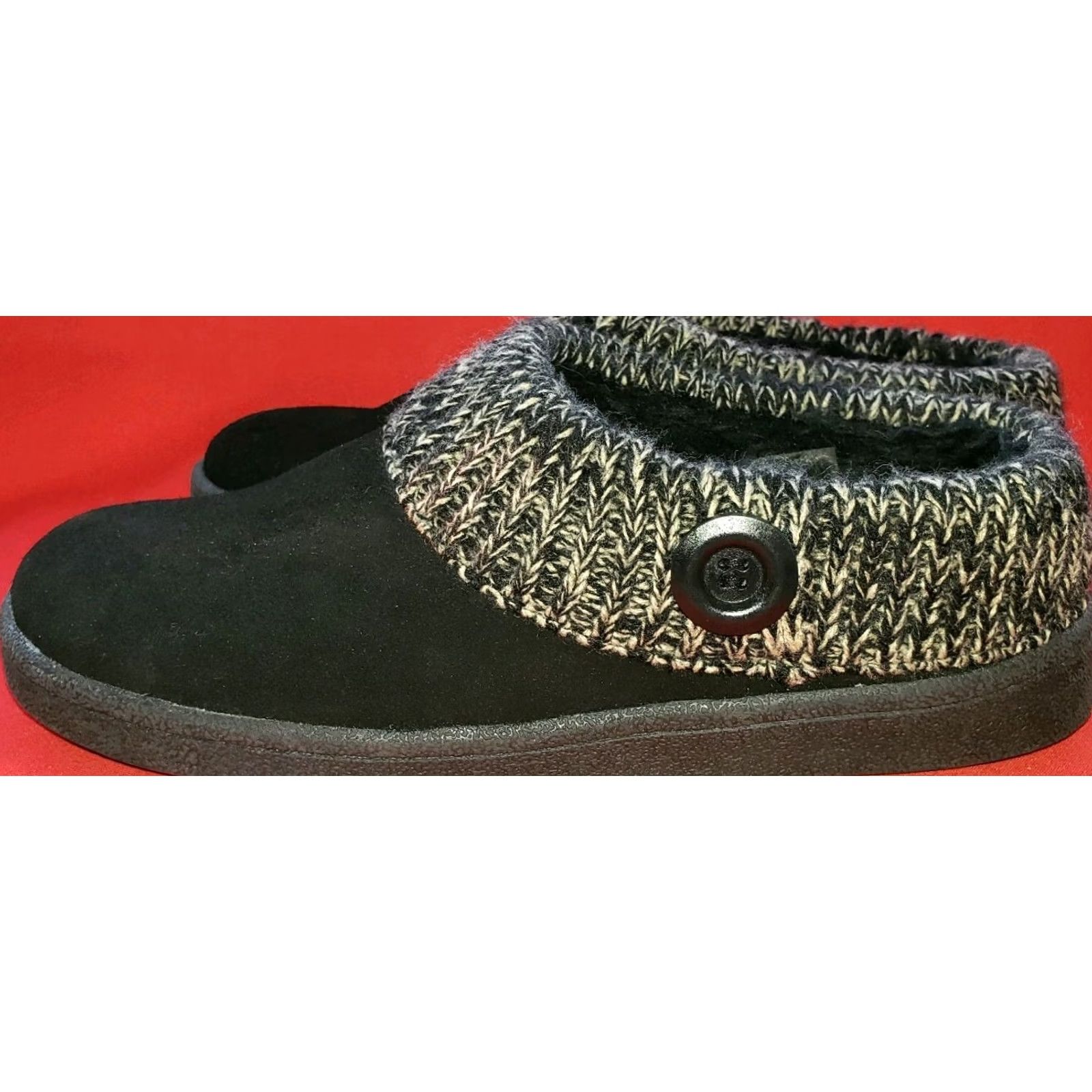 Clarks Clarks Clogs Mules Slip-on Black Suede 8M Sweater Gray Collar Button Accent Size M / US 6-8 / IT 42-44 - 3 Thumbnail