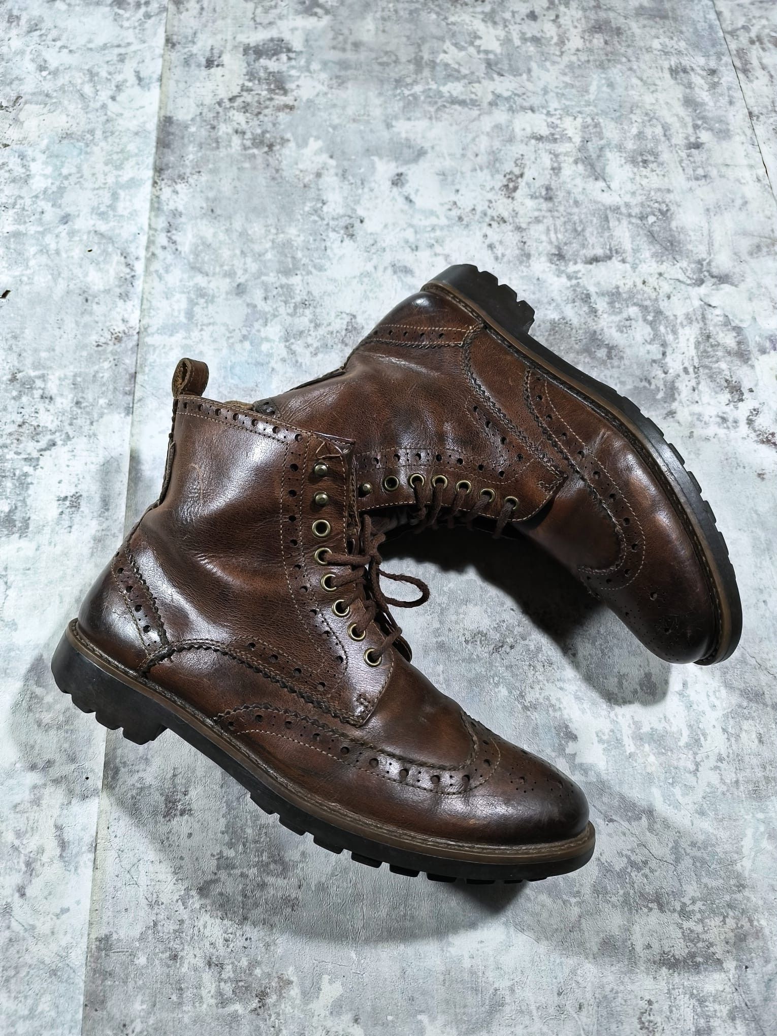 Vintage clarks patina leather boots vintage wingtip brogue western Size US 11.5 / EU 44-45 - 1 Thumbnail