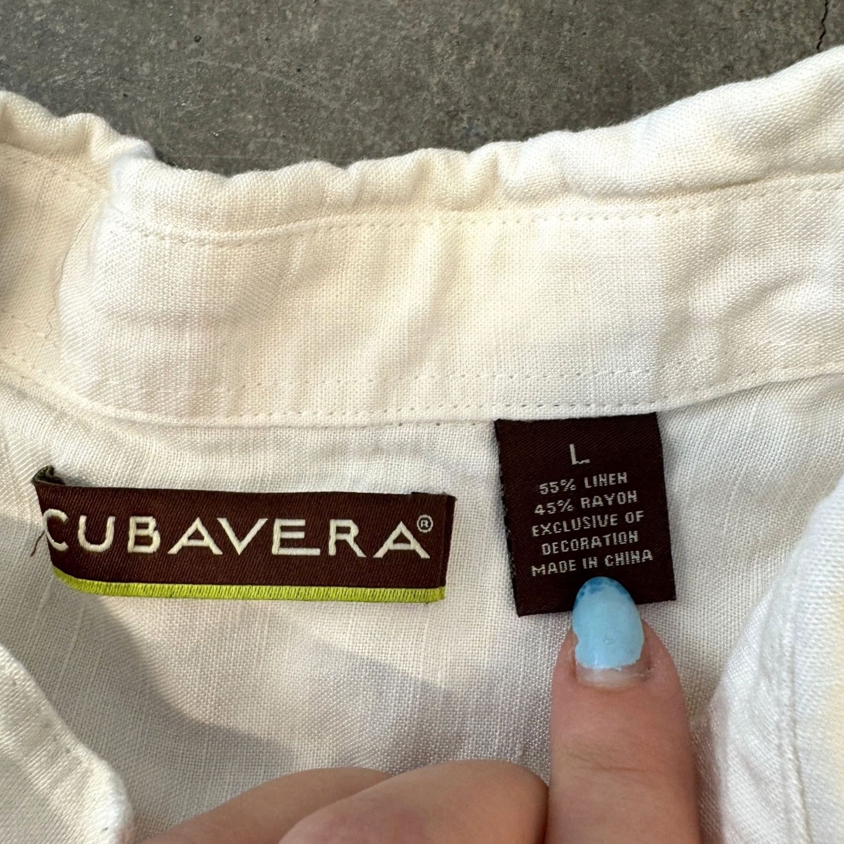 Vintage VINTAGE Y2K Cuba Linen White Button Up Short Sleeve Casual Coffee Pocket Tee L Mens Size US 33 - 3 Thumbnail