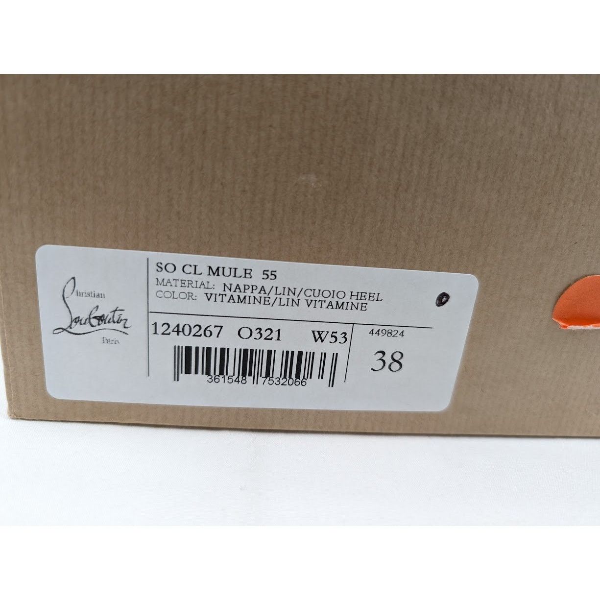 Christian Louboutin o1rshd1 Nappa Heel Mule in Vitamine/Lin Vitamine Size US 8 / IT 38 - 19 Thumbnail
