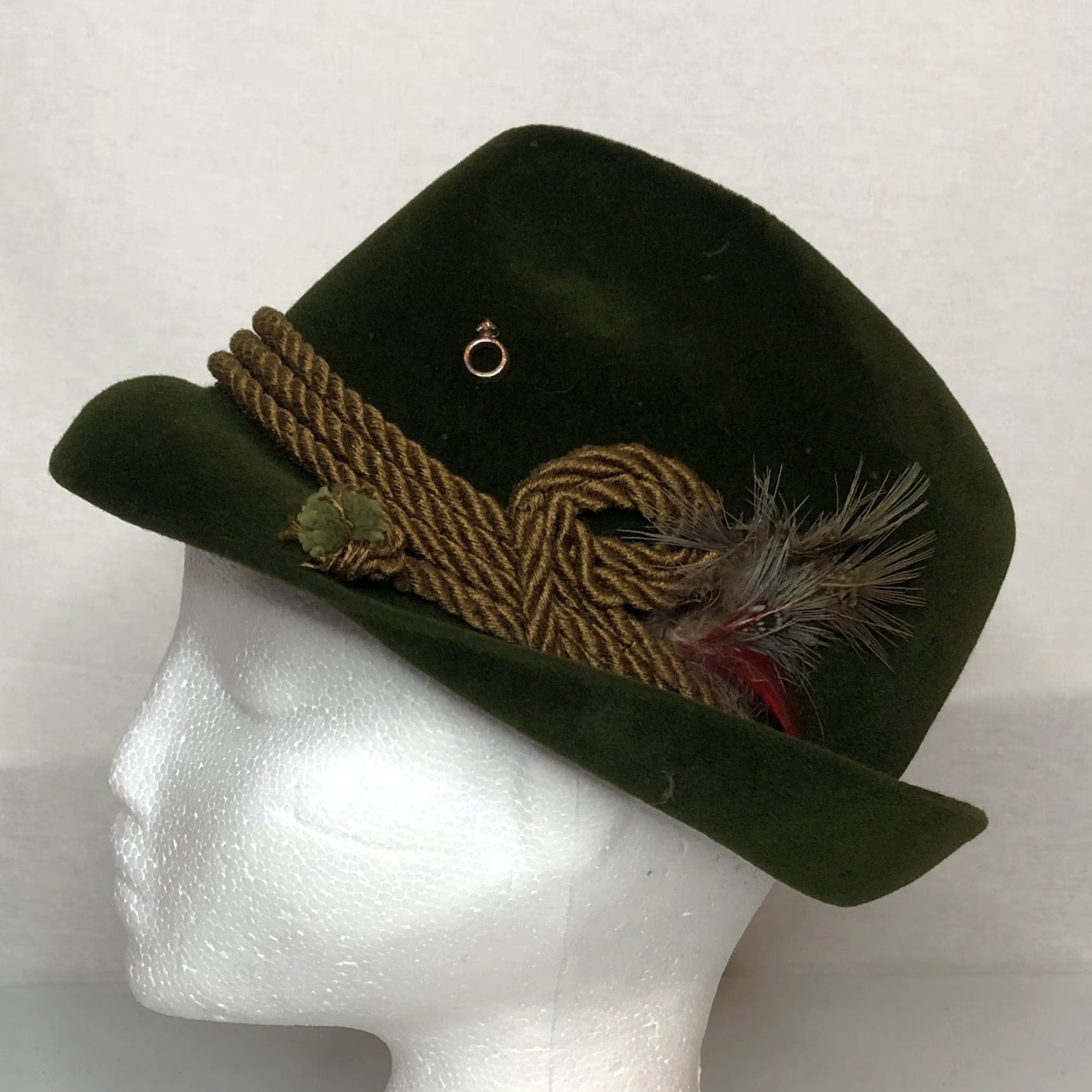 FELT VINTAGE Resistol Manhattan Fedora Hat Men 6 7/8 Green Felt Casual German Style Size ONE SIZE - 2 Thumbnail