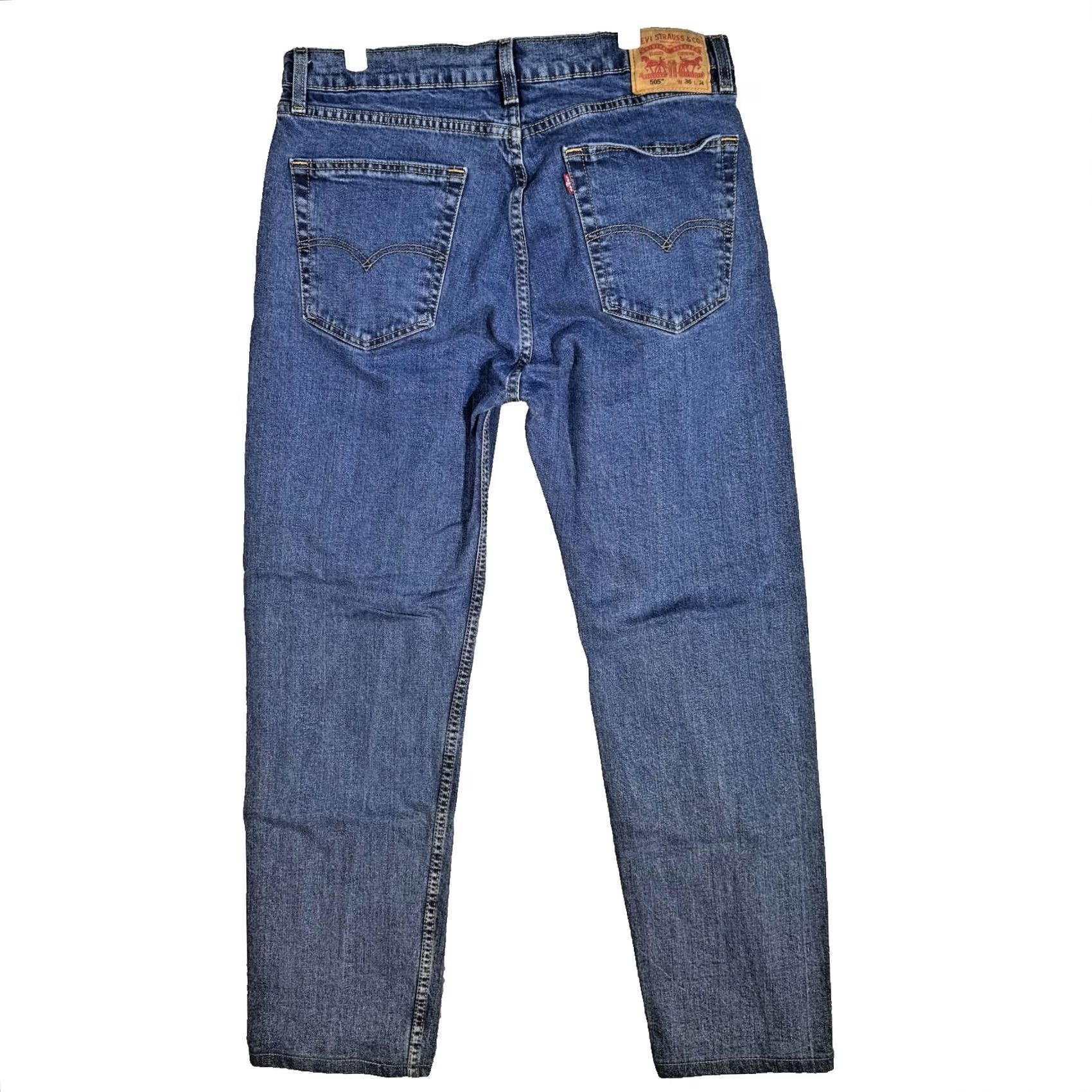 Levi's VINTAGE Levis 505 Jeans Mens 36x30 Blue Straight Leg Medium Wash Stretch Denim Zip Fly Size US 36 / EU 52 - 2 Thumbnail