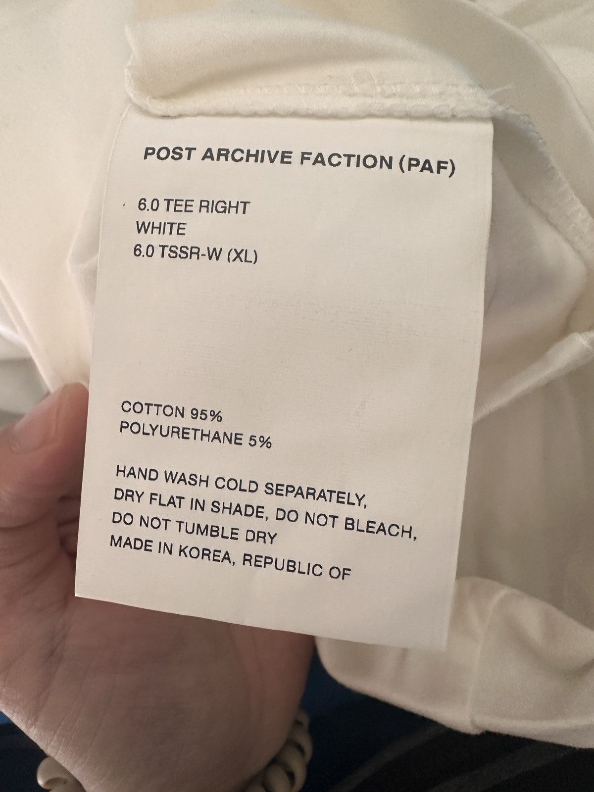 POST ARCHIVE FACTION (PAF) Post Achieve Faction PAF 6.0 T-shirt CENTER (WHITE) Size US XL / EU 56 / 4 - 9 Thumbnail